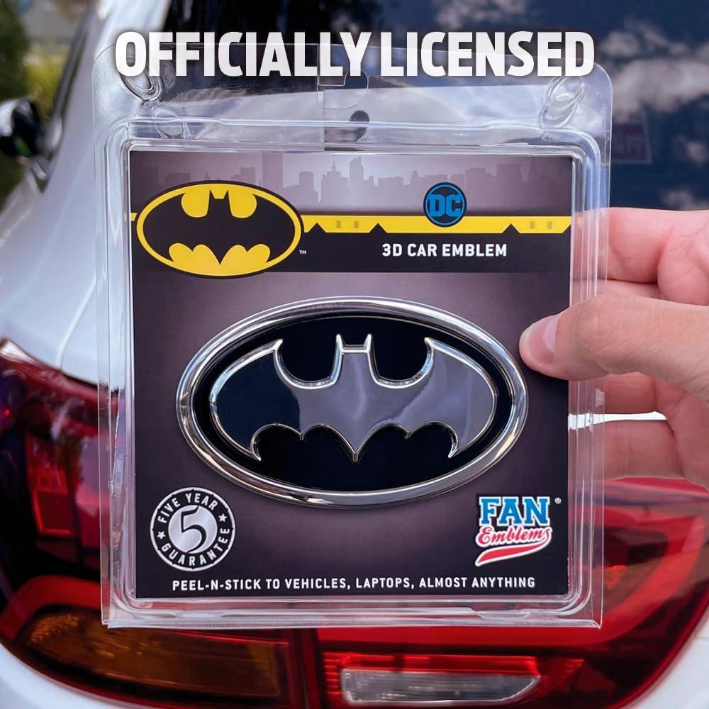 Emblema 3D Batman Fan Emblems Negro y Cromo 9.55x5.74cm