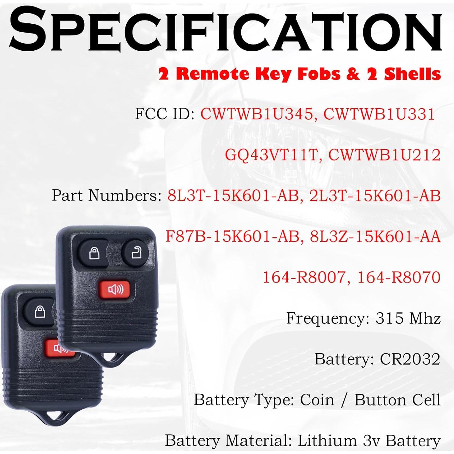 Control Remoto Entrada Sin Llave Ford + Supaland + 2 Piezas