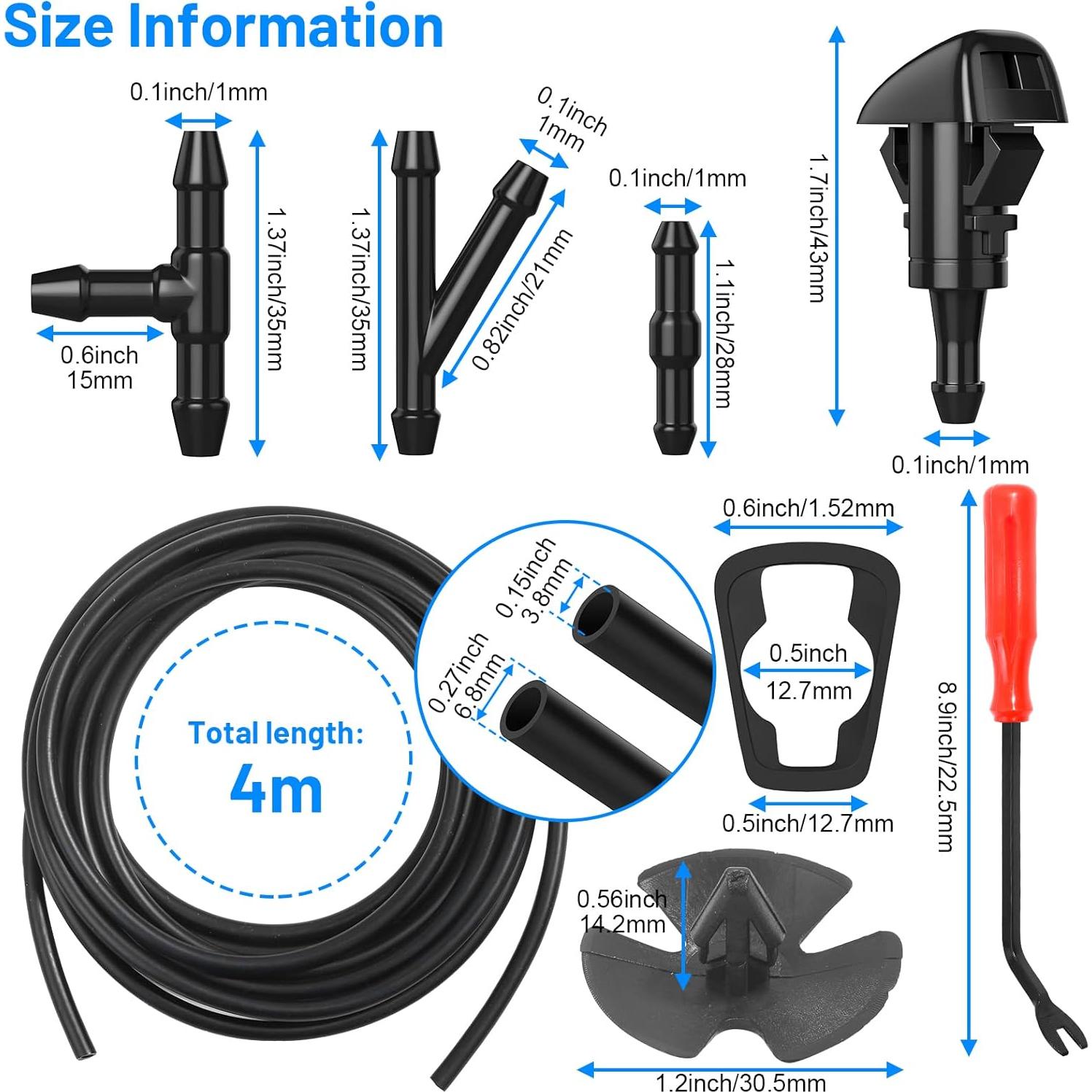 Kit 52 en 1 Boquillas Lavado Parabrisas Comkrivy 4 Boquillas