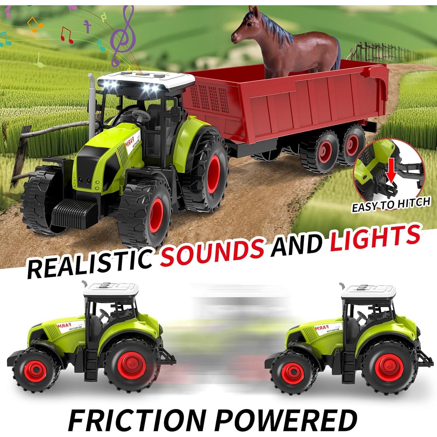 Juego de Animales de Granja Dwi Dowellin con Tractor y Accesorios