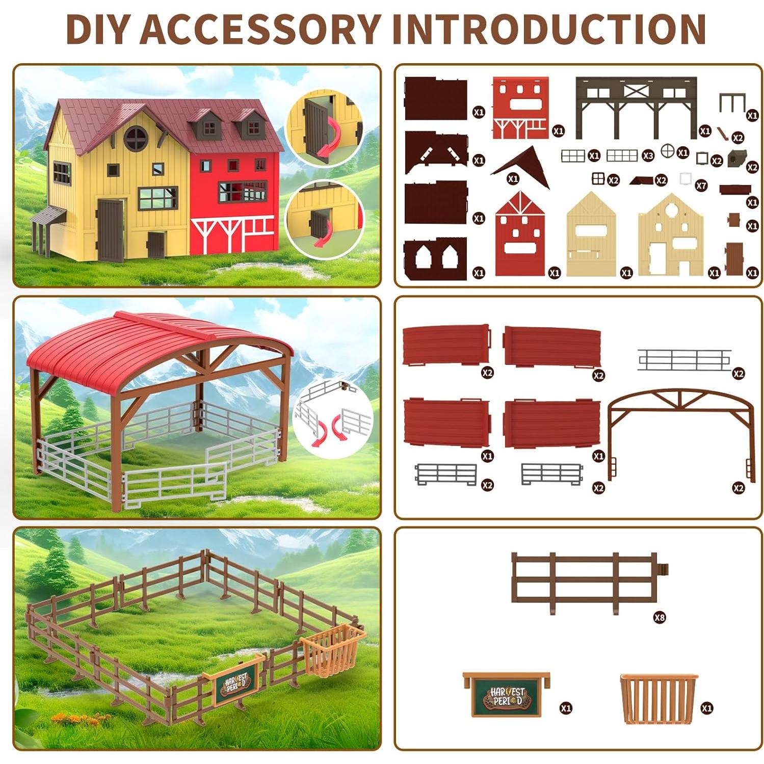 Juego de Animales de Granja Dwi Dowellin con Tractor y Accesorios