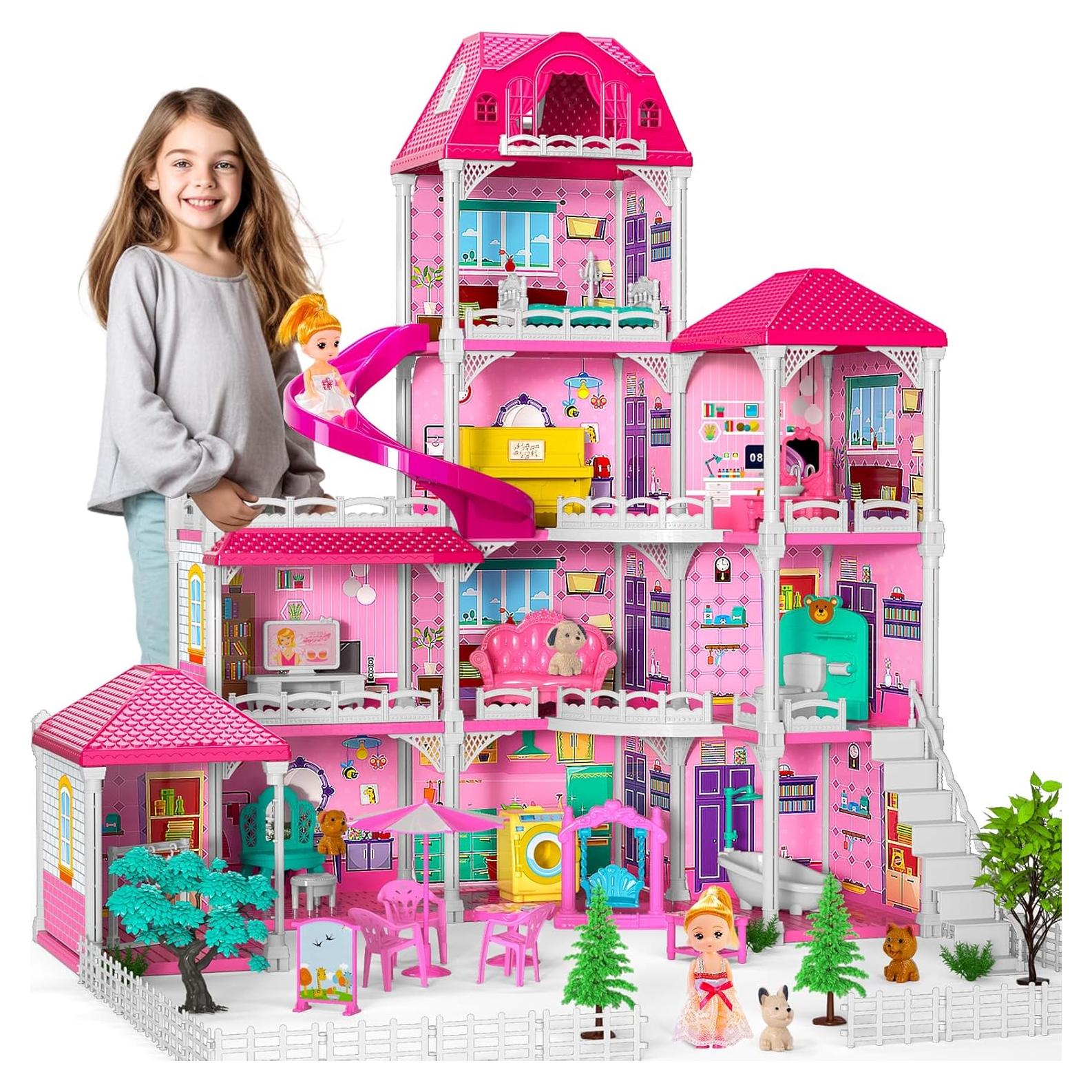 Casa de Muñecas Doloowee 4 Pisos 10 Habitaciones con Accesorios