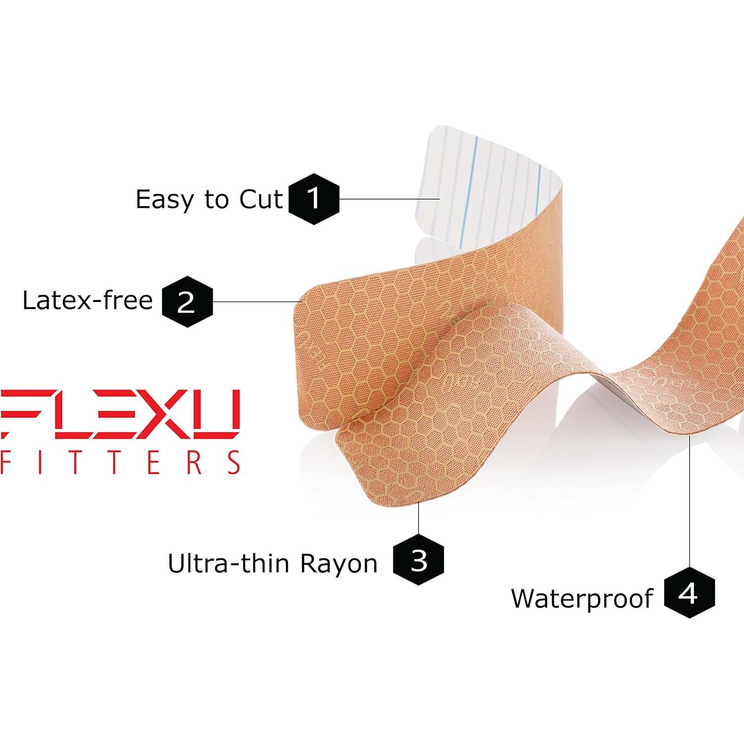 Cinta de Kinesiología FlexU - 60 tiras precortadas 5x25 cm