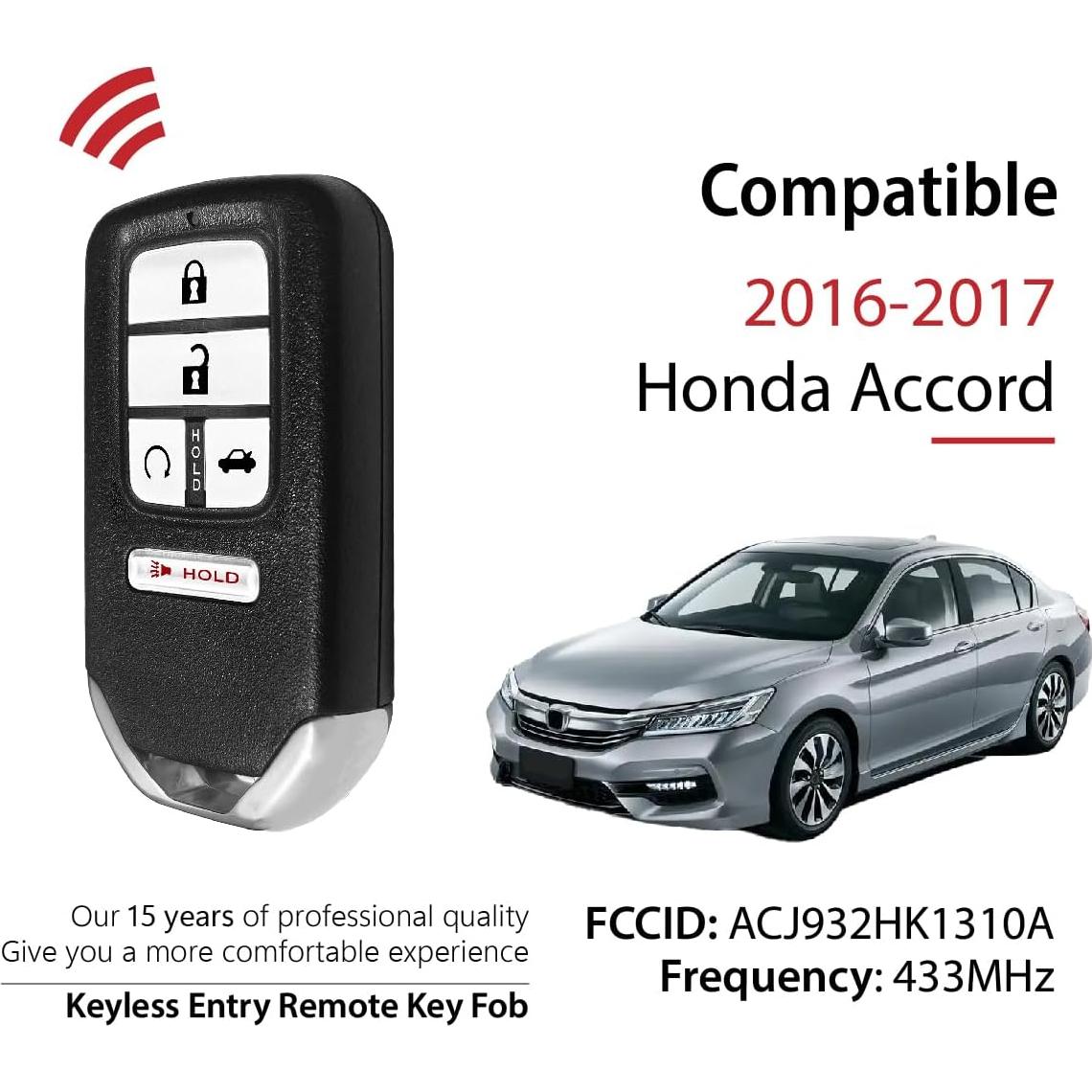 Control Remoto Llave Honda Accord 2016-2017 5 Botones