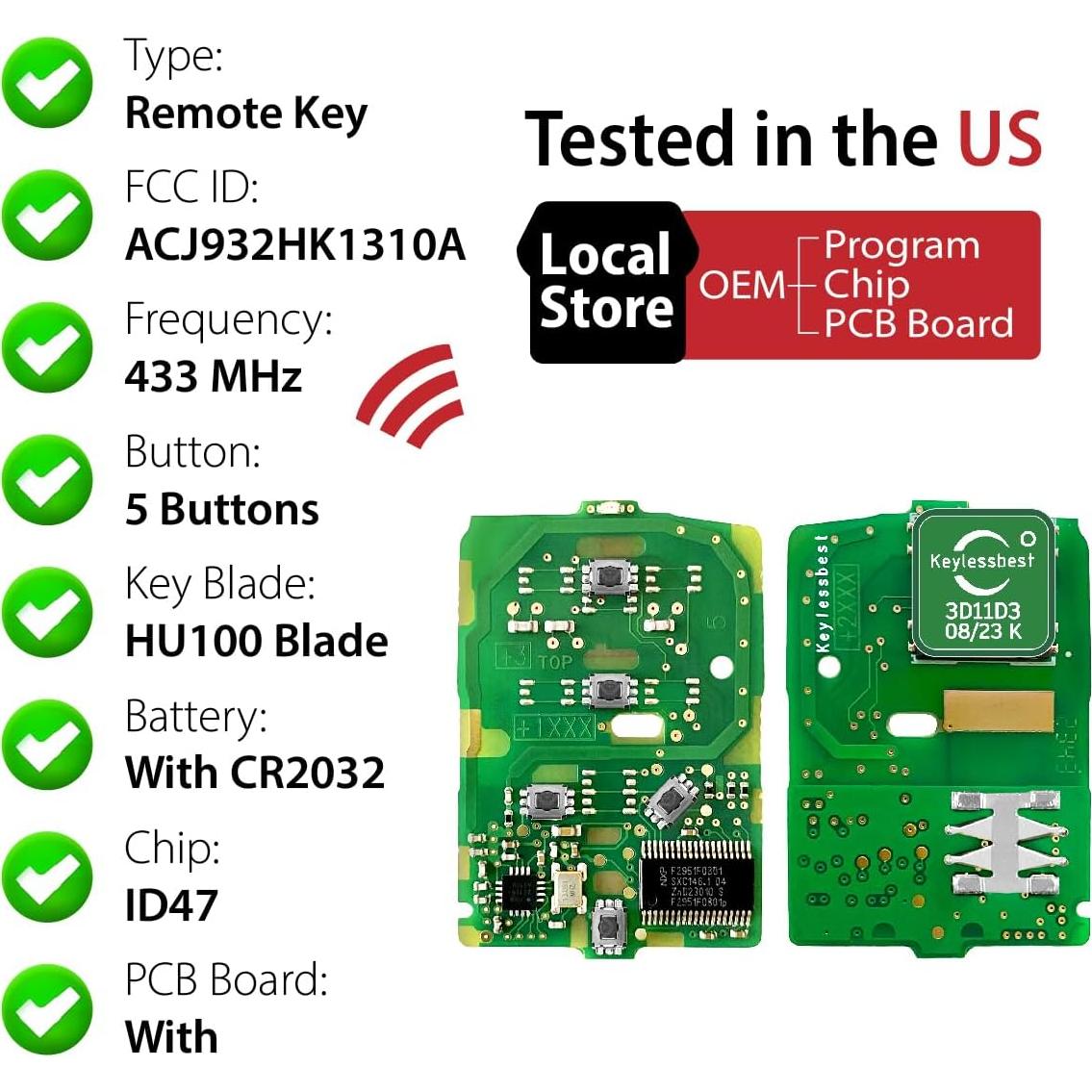 Control Remoto Llave Honda Accord 2016-2017 5 Botones
