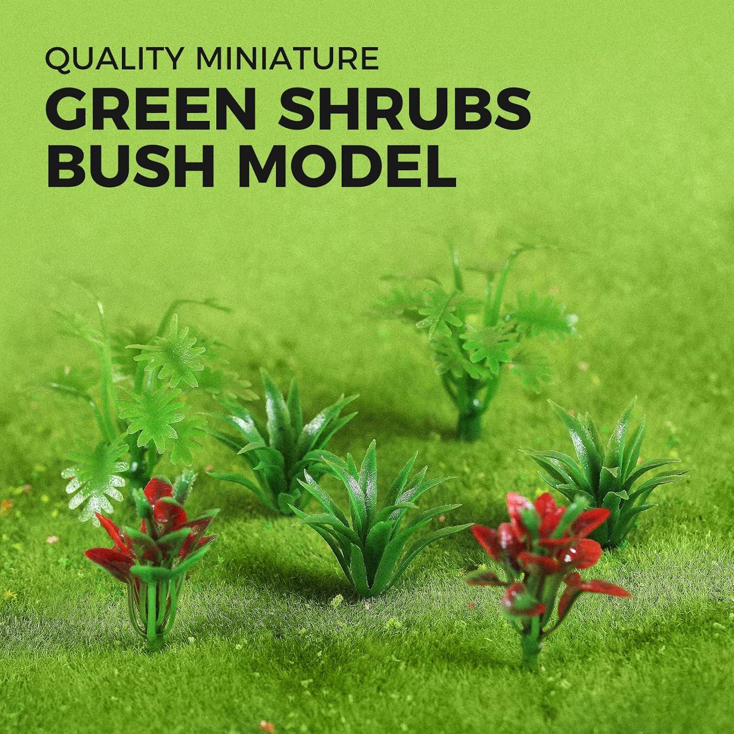 Yetaha 90 Pcs Mini Model Trees Plants, Miniature Plants Green Shrubs Bush Model Artificial Plants for Train Scenery Railway Sand Architecture Craft DIY Landscape Dollhouse Cake Topper Decor