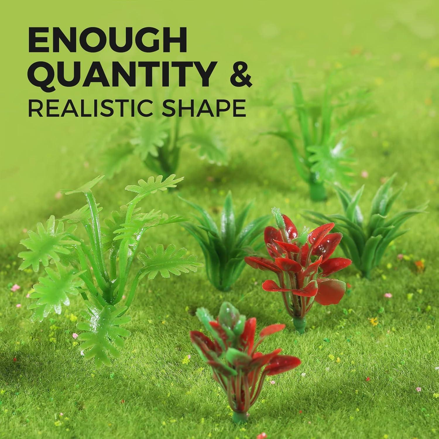 Yetaha 90 Pcs Mini Model Trees Plants, Miniature Plants Green Shrubs Bush Model Artificial Plants for Train Scenery Railway Sand Architecture Craft DIY Landscape Dollhouse Cake Topper Decor