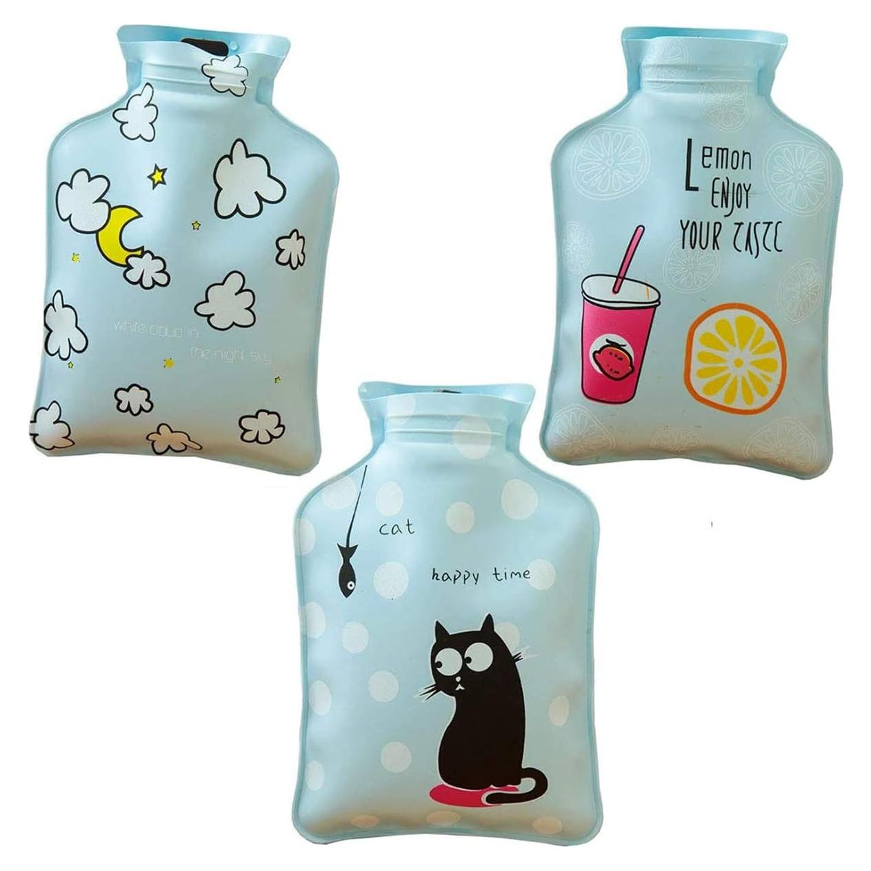 3 Piezas Bolsa de Agua Caliente Goeielewe 100ml Azul