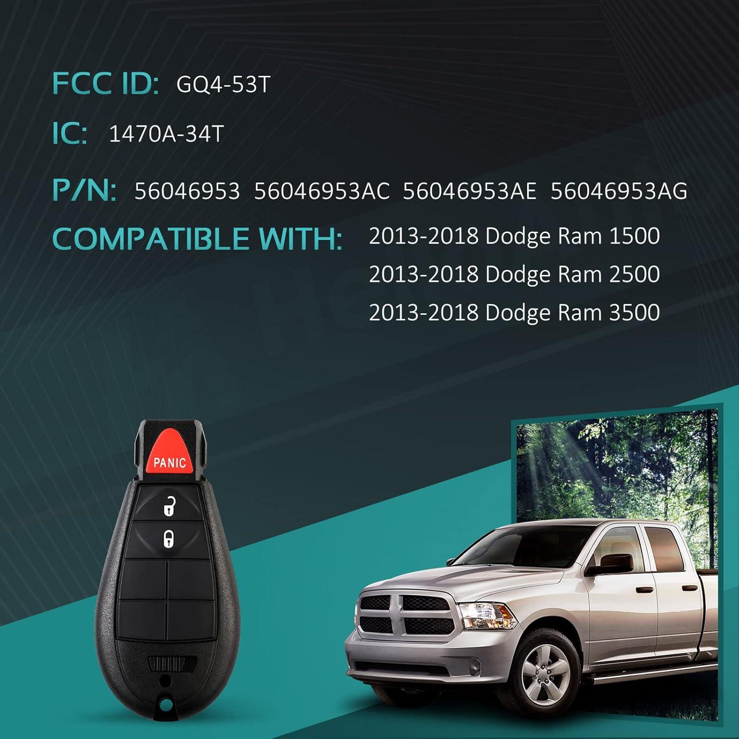 Cubierta de llavero HelloAuto para Dodge Ram 1500 13-21