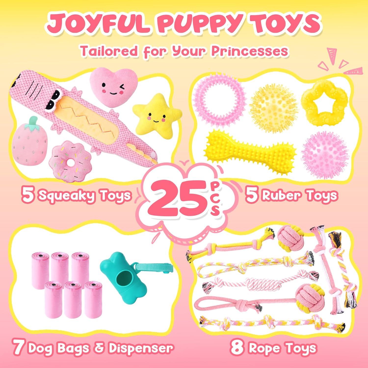 Set de Juguetes para Cachorros KIPRITII 25 Piezas Rosado