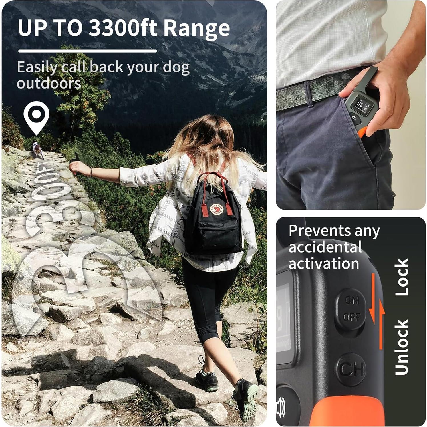 Collar Vibrante para Perros PaiPaitek PD 519V - Sin Choque, Impermeable, 1006m