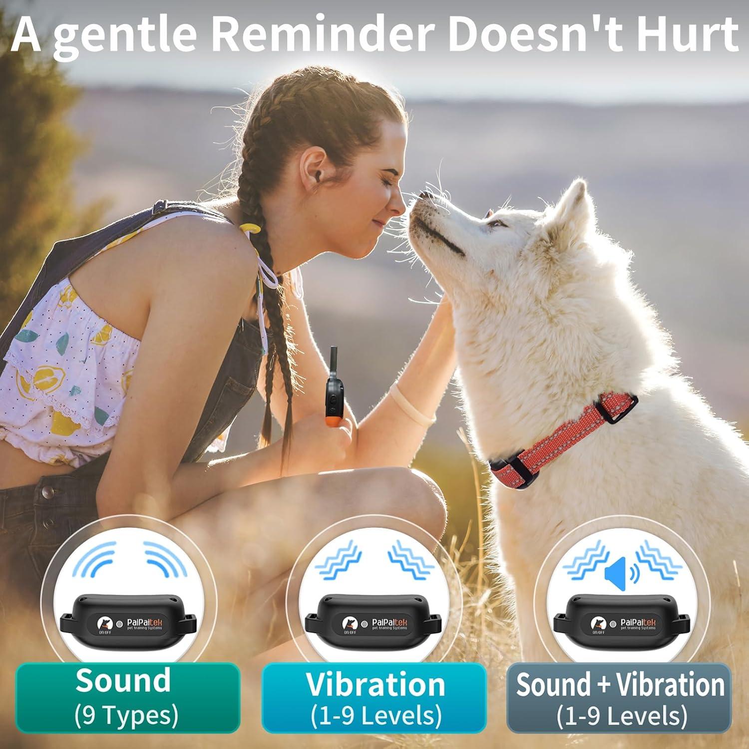Collar Vibrante para Perros PaiPaitek PD 519V - Sin Choque, Impermeable, 1006m