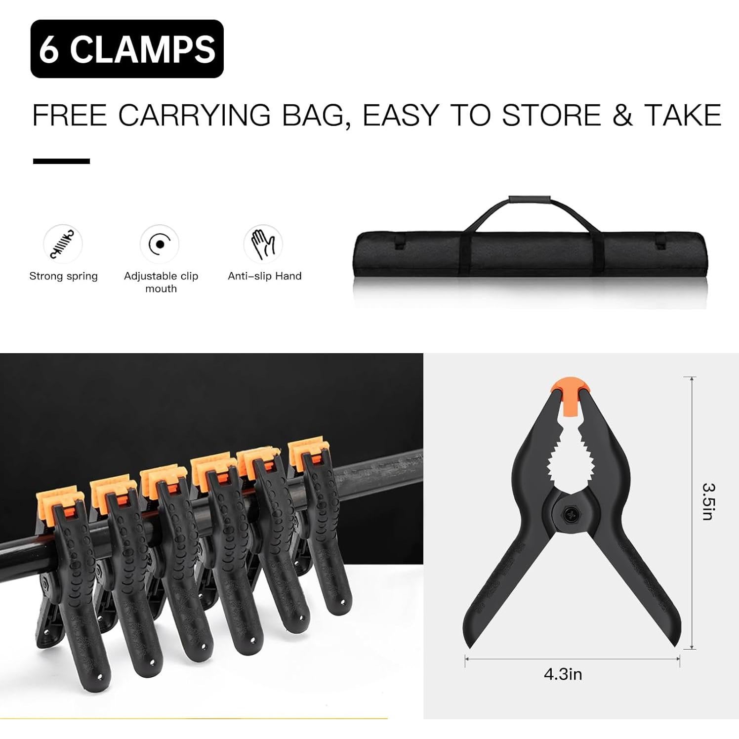 Kit de Fondo Negro BEIYANG 5x2m con Soporte Ajustable y Bolsa