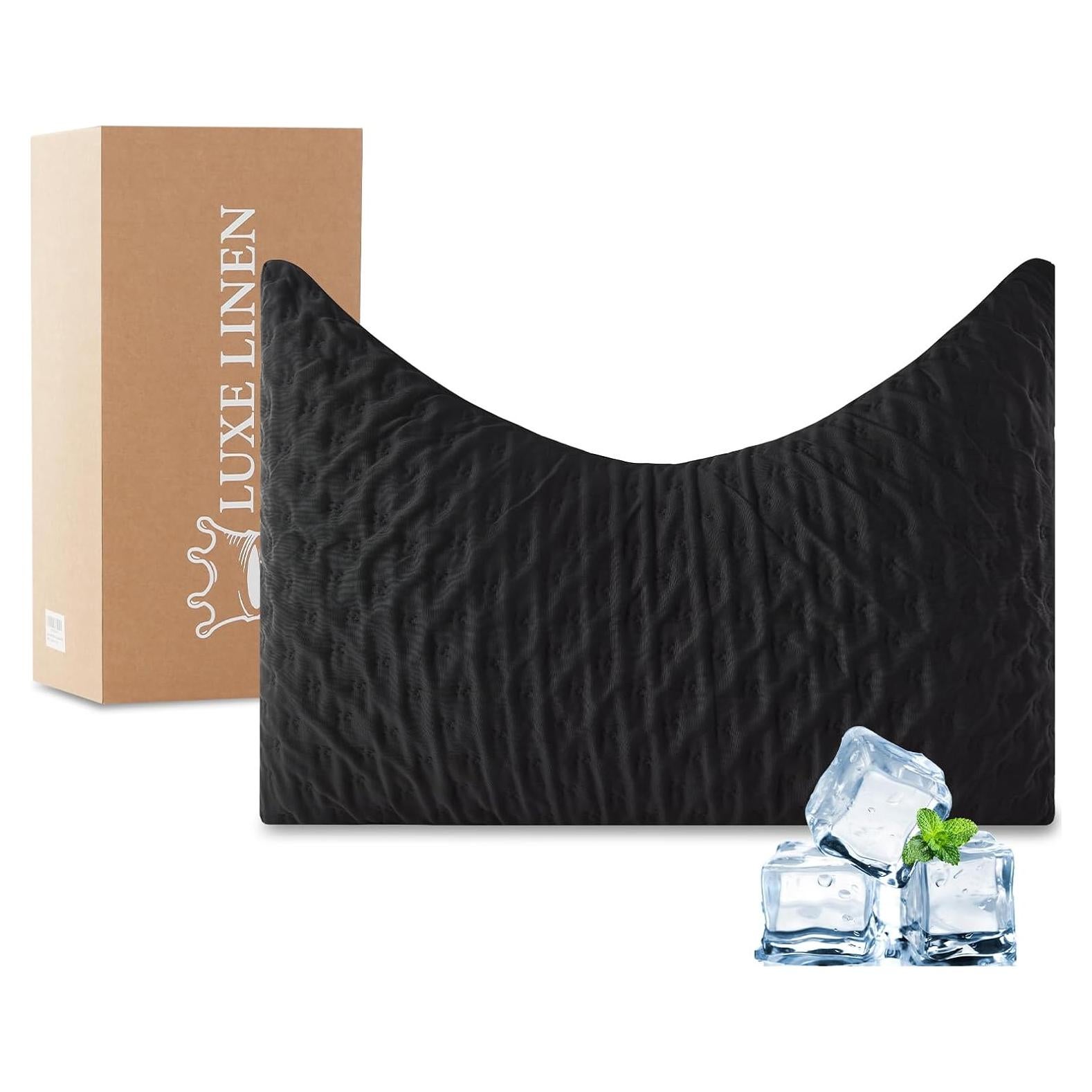Cojín Curvado de Espuma Viscoelástica Luxe Linen Negro 45x66cm