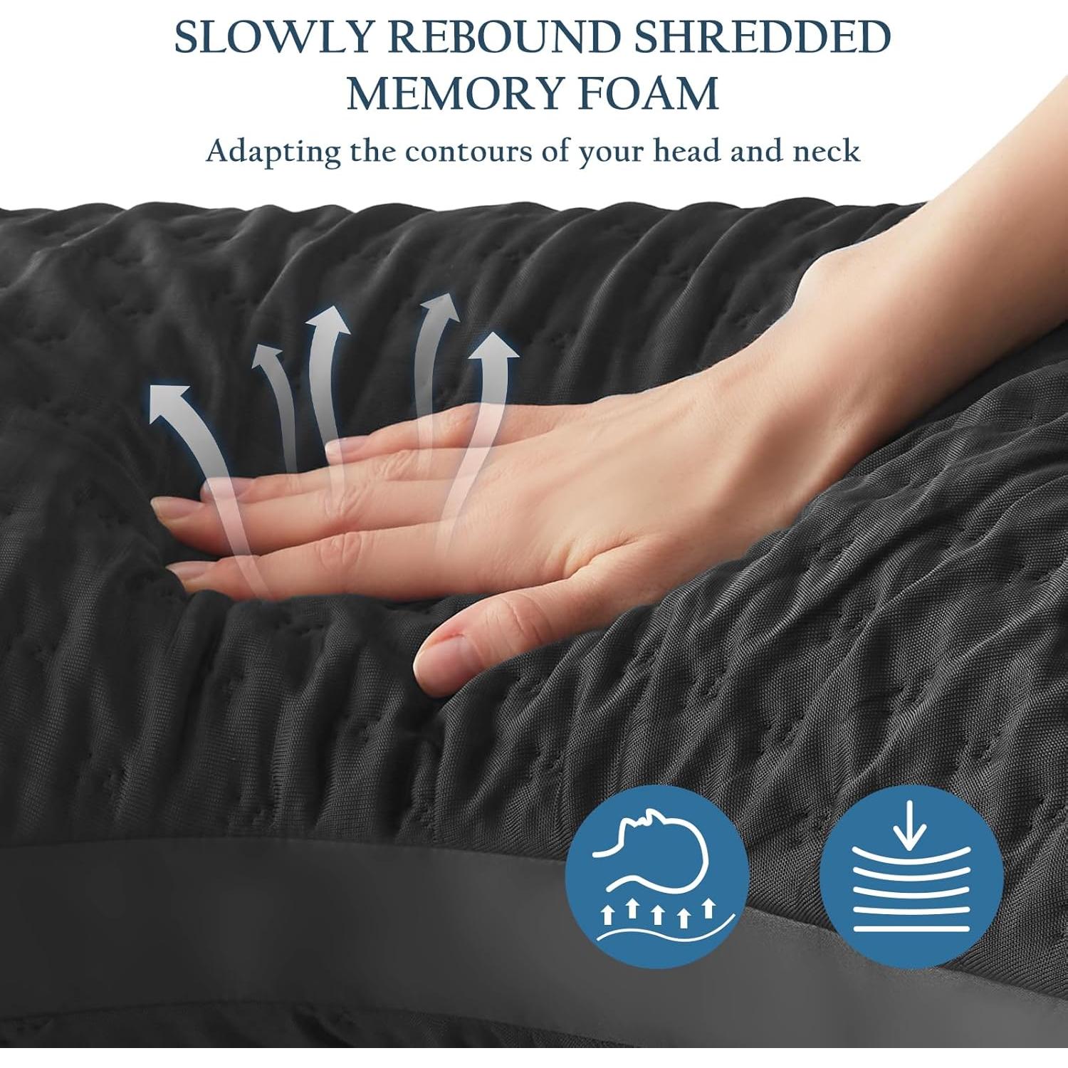 Cojín Curvado de Espuma Viscoelástica Luxe Linen Negro 45x66cm