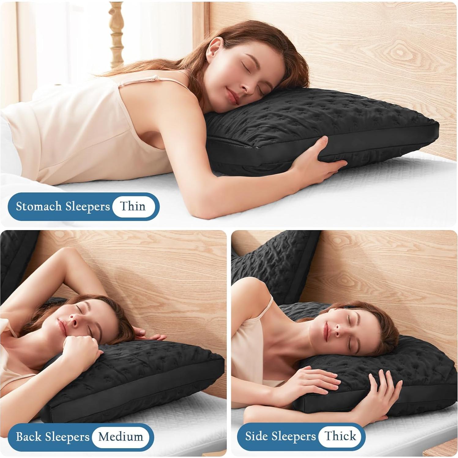 Cojín Curvado de Espuma Viscoelástica Luxe Linen Negro 45x66cm