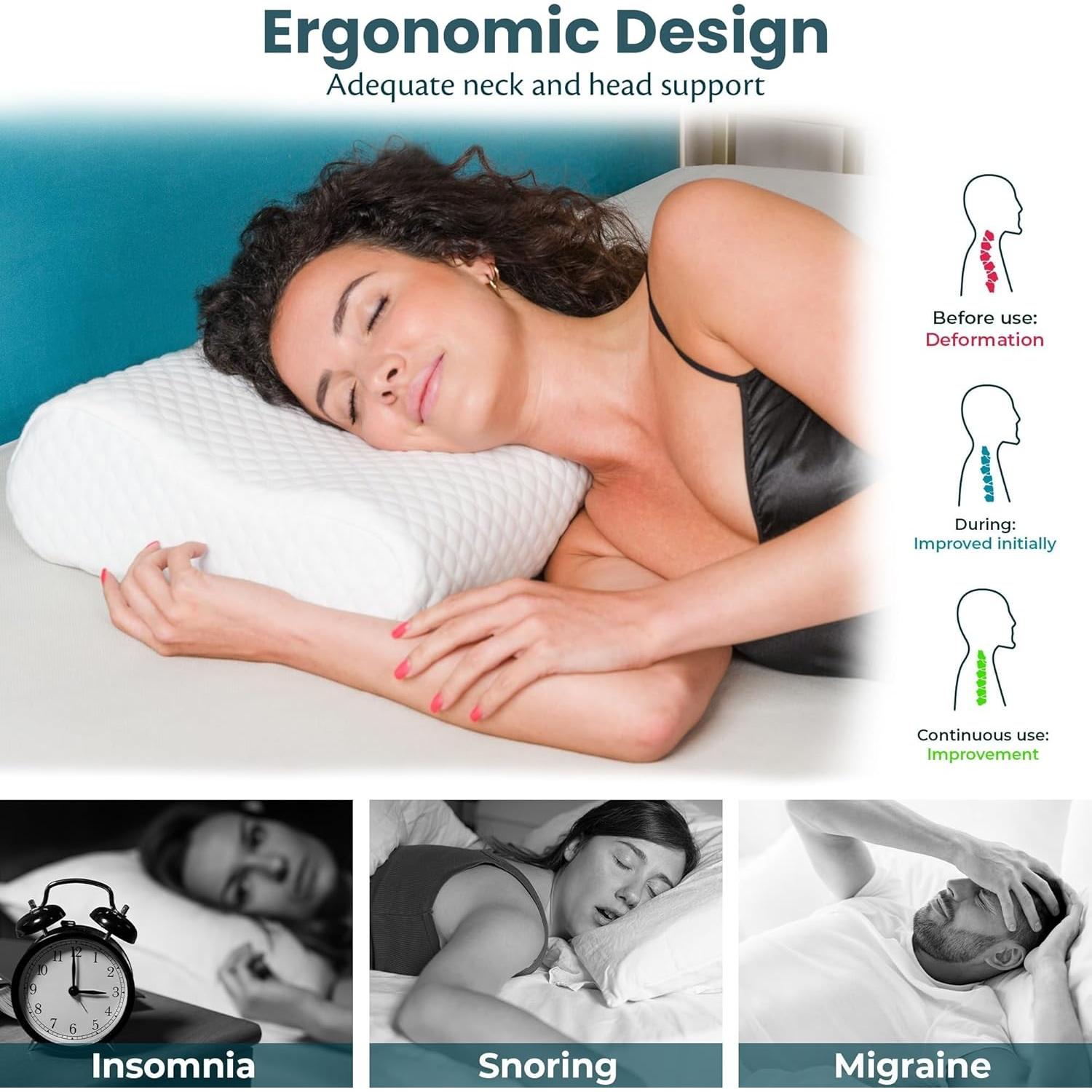 Almohada Cervical Flowen Espuma de Memoria Ajustable 60x35 cm