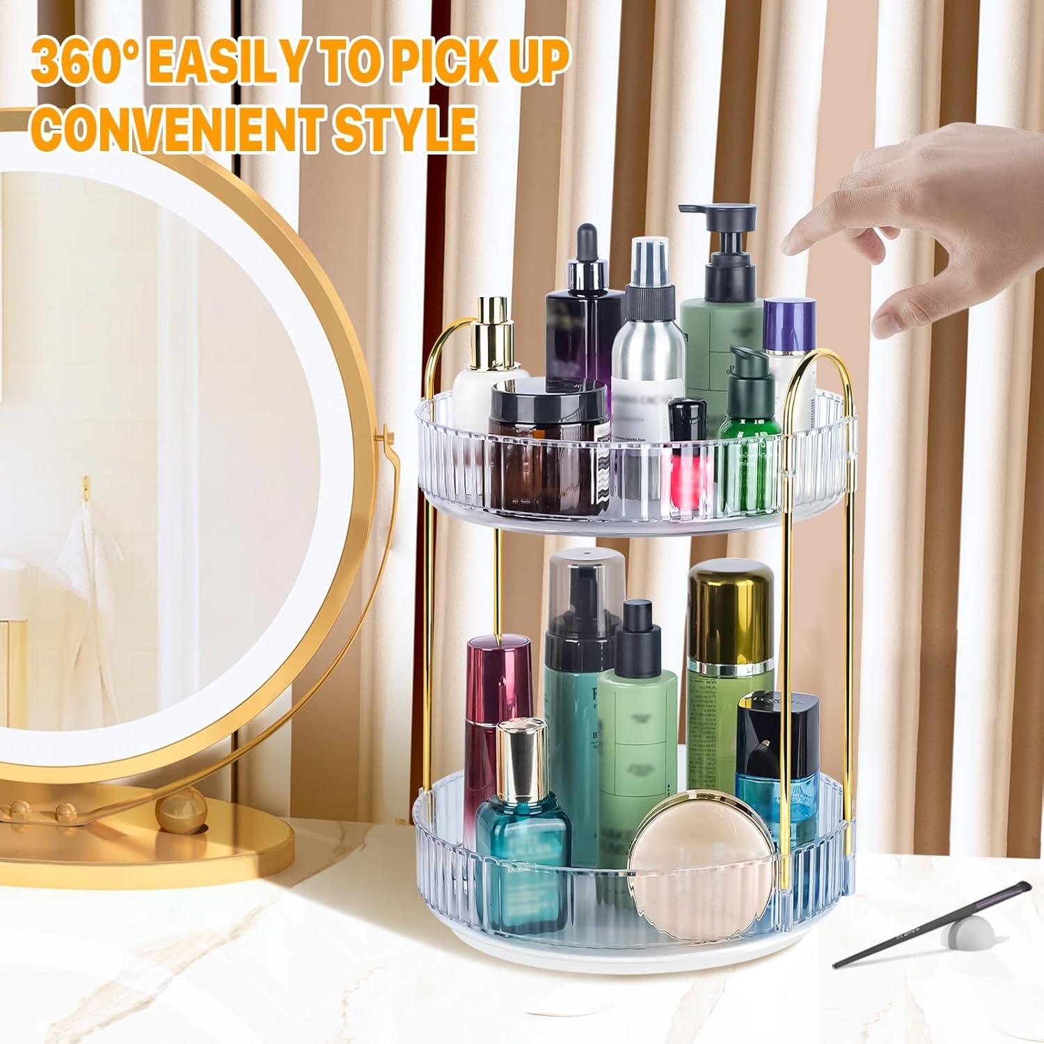 Organizador de Maquillaje Giratorio 360 LAZYBISON Transparente