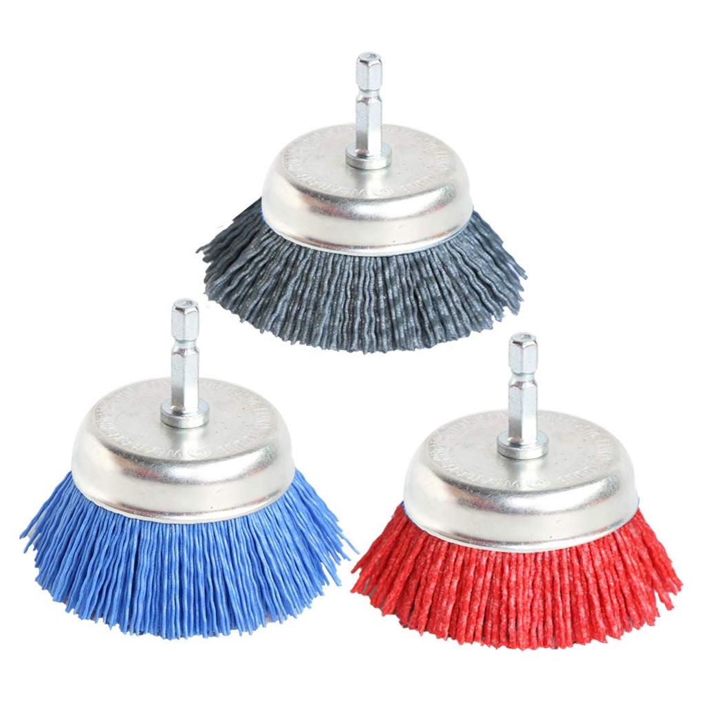 3 Piezas Cepillos de Copa Nylon FPPO 80 120 320 Grano para Taladro