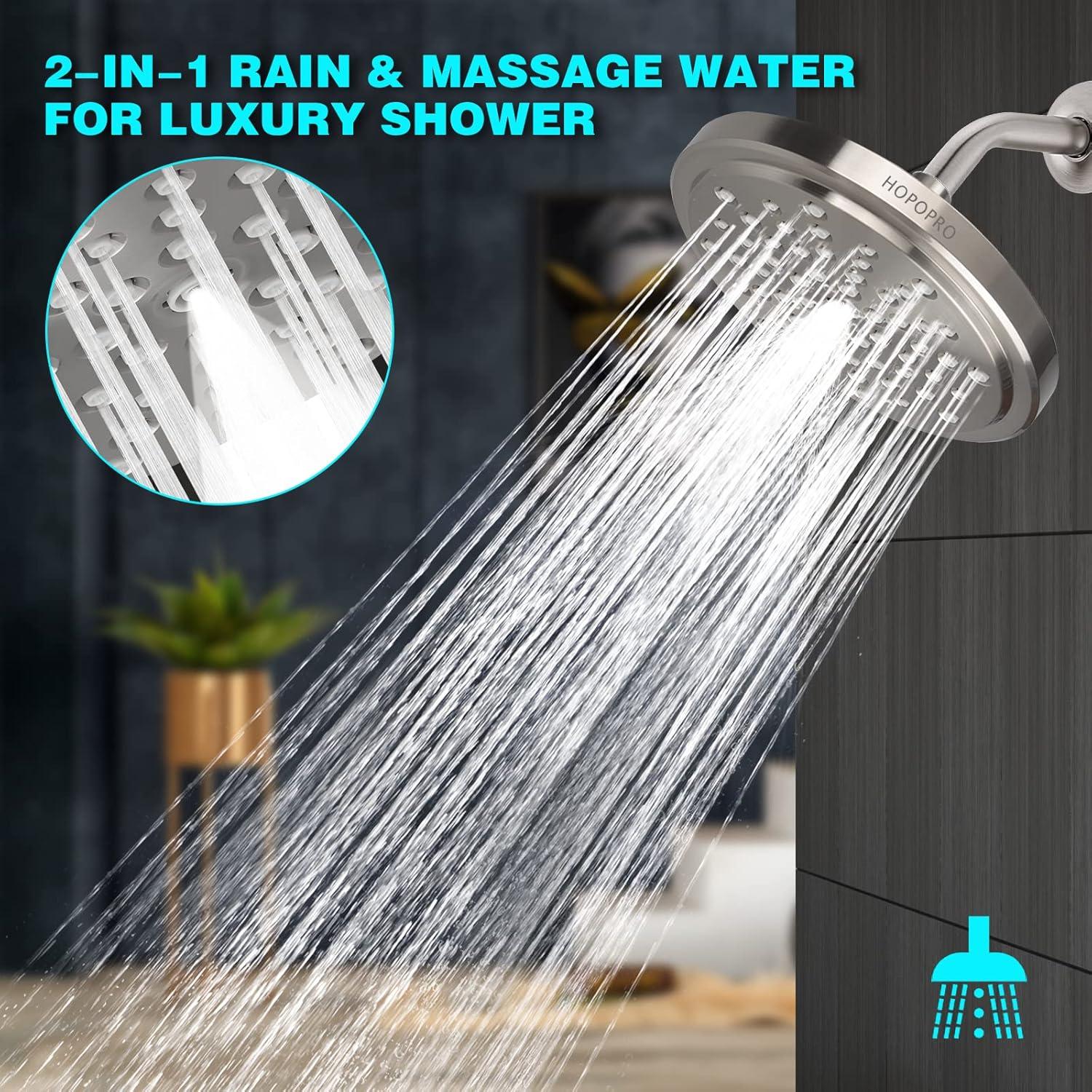 Cabezal de Ducha HOPOPRO 7" Alta Presión Niquel Cepillado