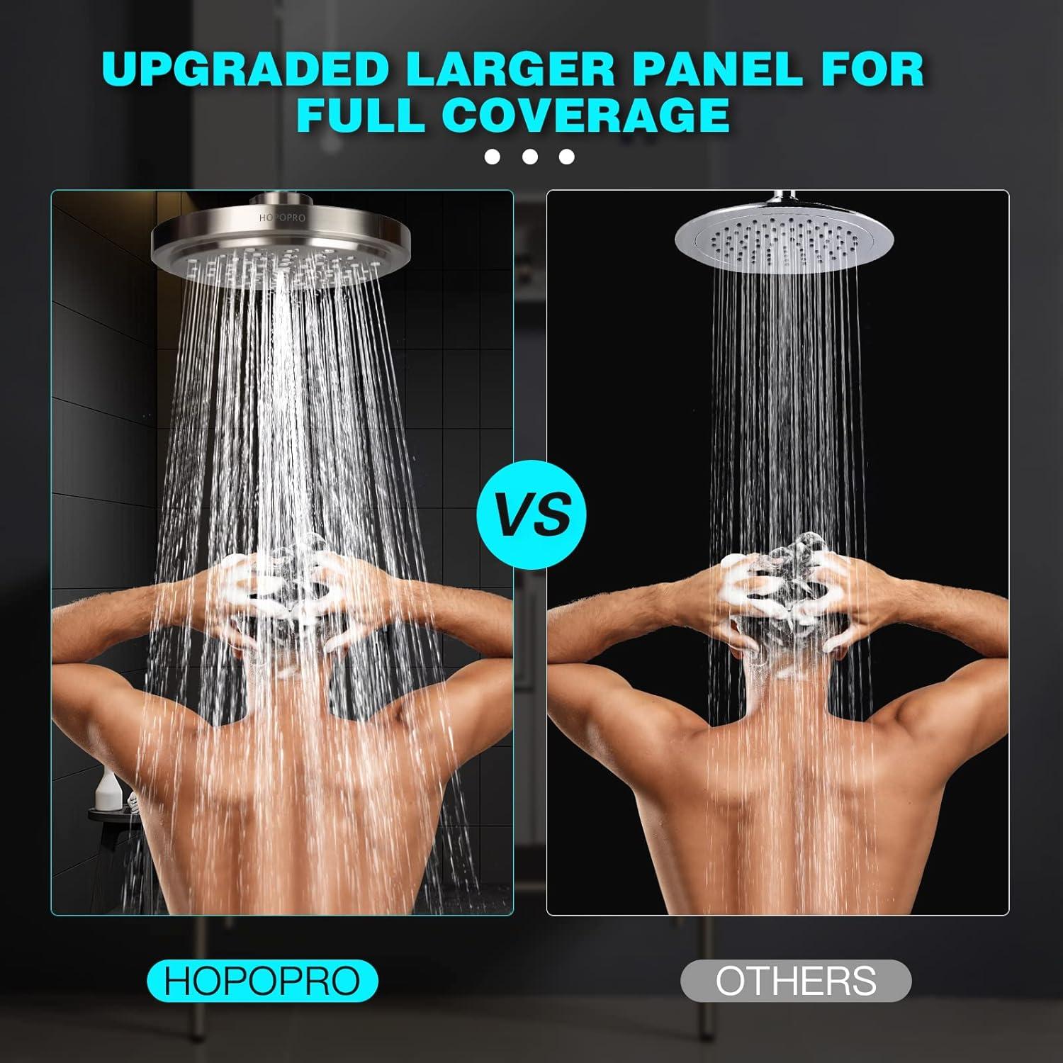 Cabezal de Ducha HOPOPRO 7" Alta Presión Niquel Cepillado