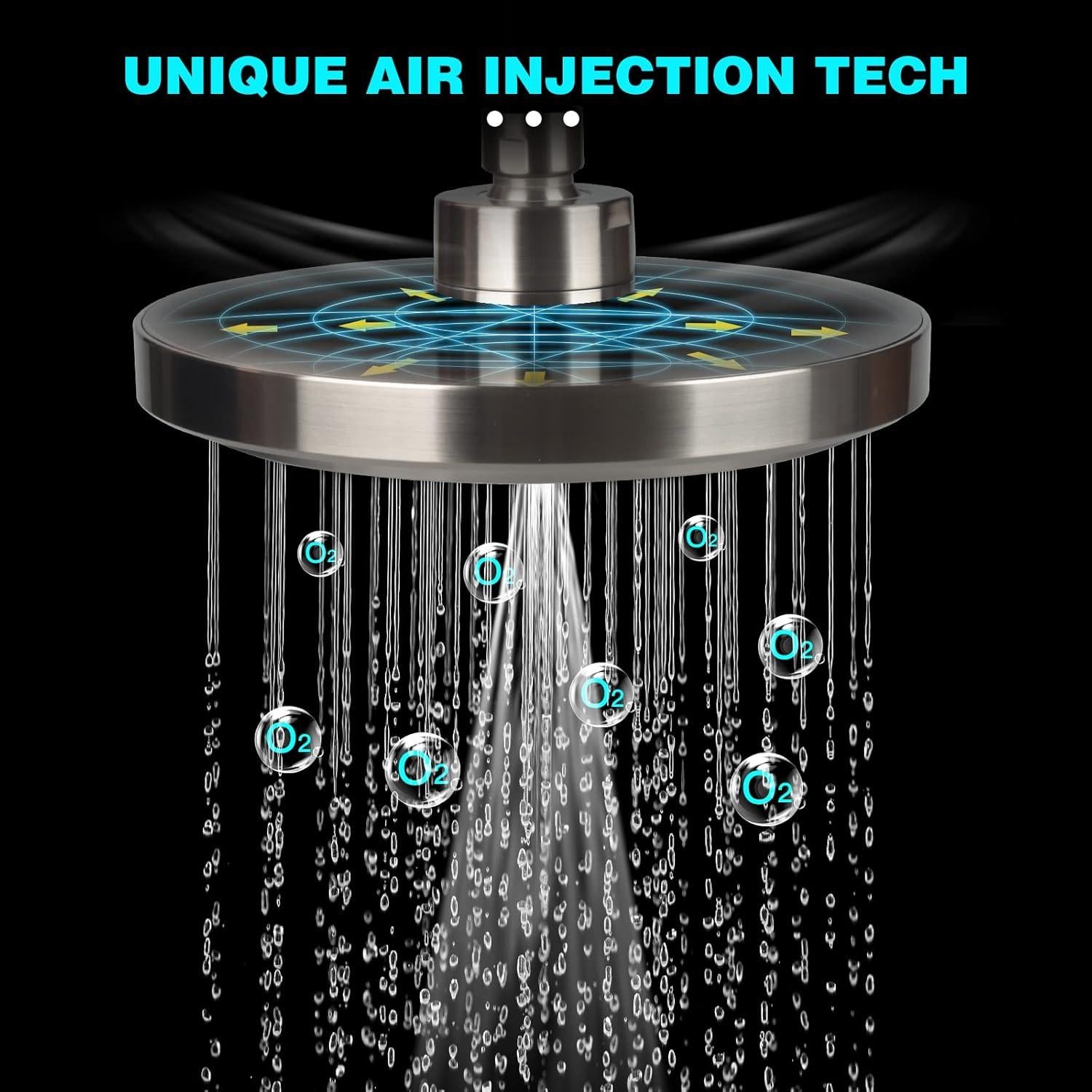 Cabezal de Ducha HOPOPRO 7" Alta Presión Niquel Cepillado