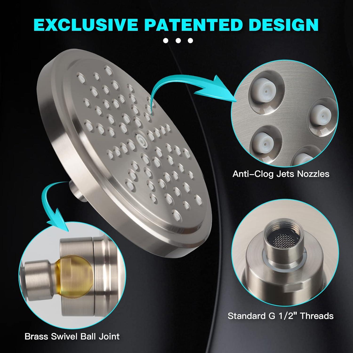 Cabezal de Ducha HOPOPRO 7" Alta Presión Niquel Cepillado