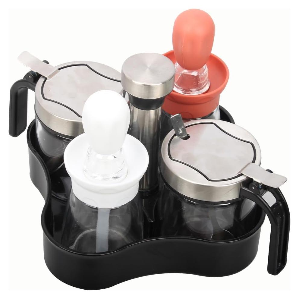 Set de 4 Tarros de Condimentos TINMIX con Base Rotativa 360°
