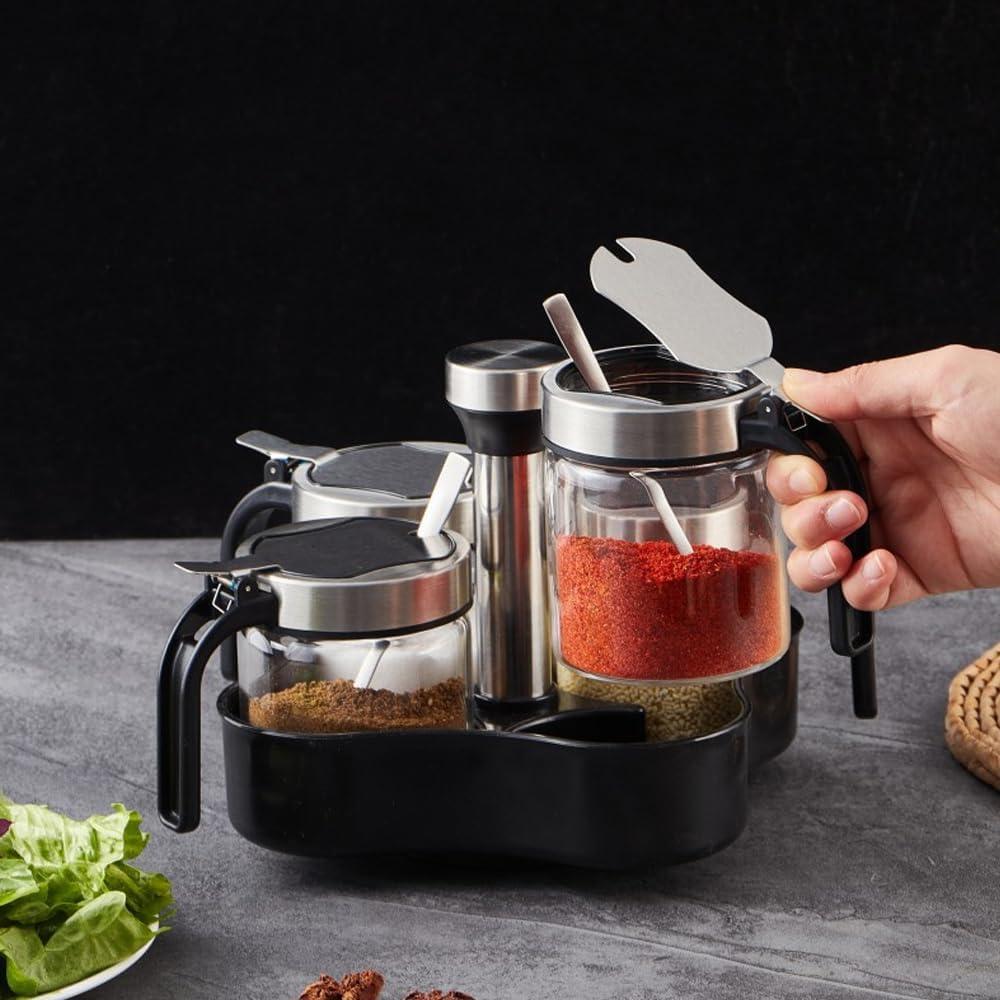 Set de 4 Tarros de Condimentos TINMIX con Base Rotativa 360°