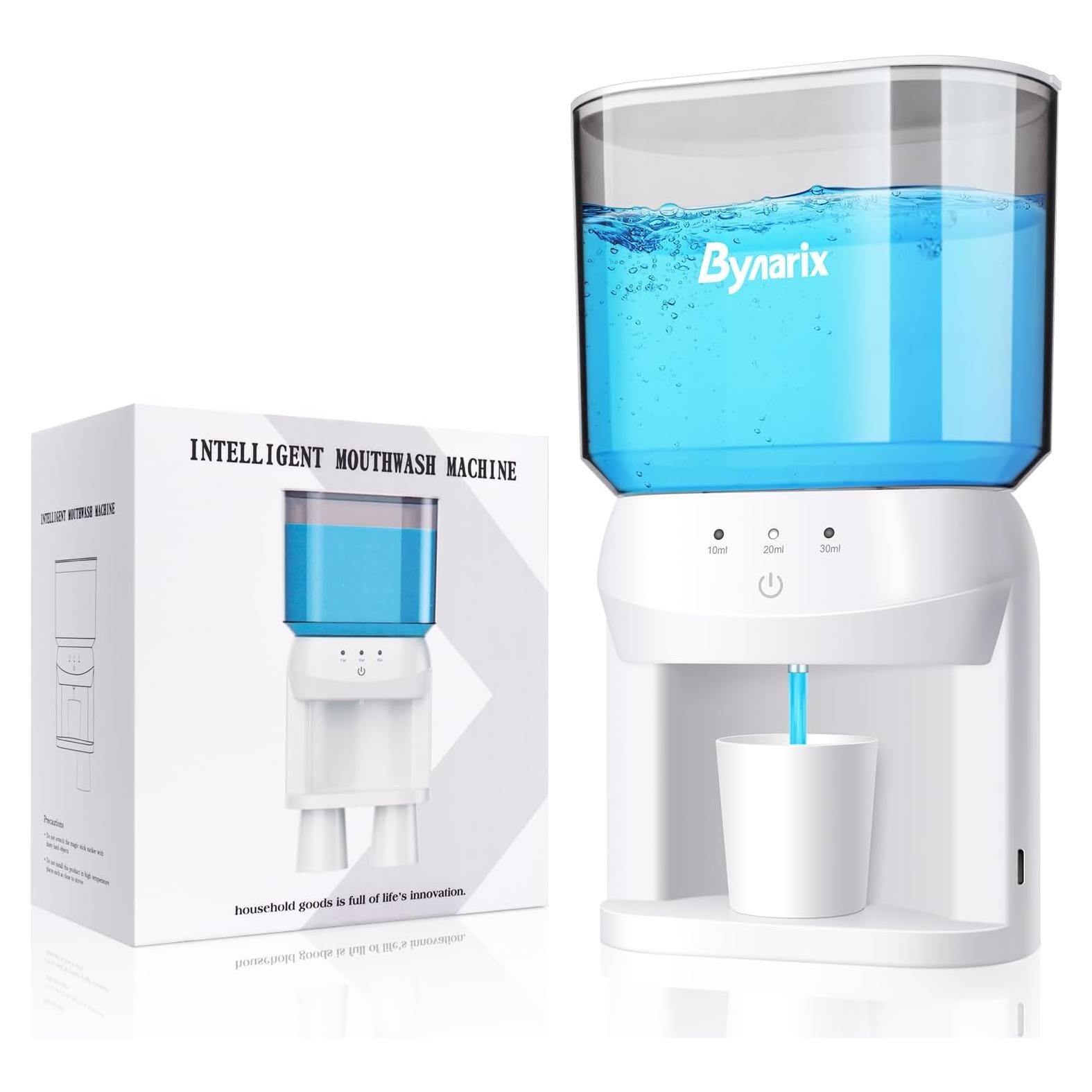 Automatic Mouthwash Dispenser for Bathroom, 20.2Oz Wall Mounted Mouth Wash Dispenser with Magnetic Cups, 3 Dispensing Level, Smart Mouthwash Dispenser for Adult, Bathroom Accessories White