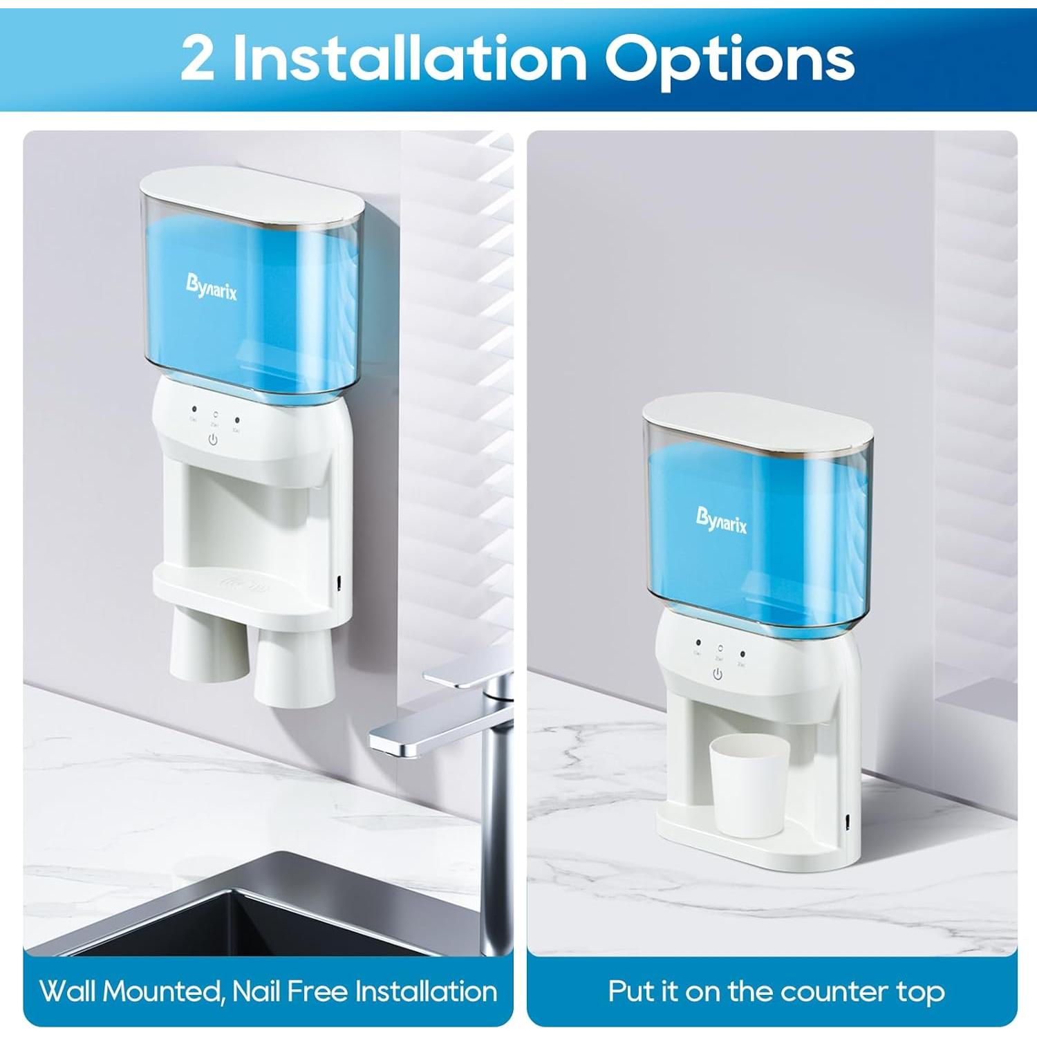 Automatic Mouthwash Dispenser for Bathroom, 20.2Oz Wall Mounted Mouth Wash Dispenser with Magnetic Cups, 3 Dispensing Level, Smart Mouthwash Dispenser for Adult, Bathroom Accessories White