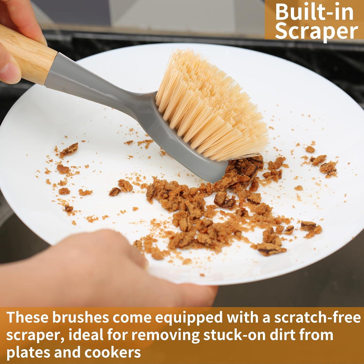 Juego de 2 Cepillos de Cocina Songtaste con Mango de Bambú