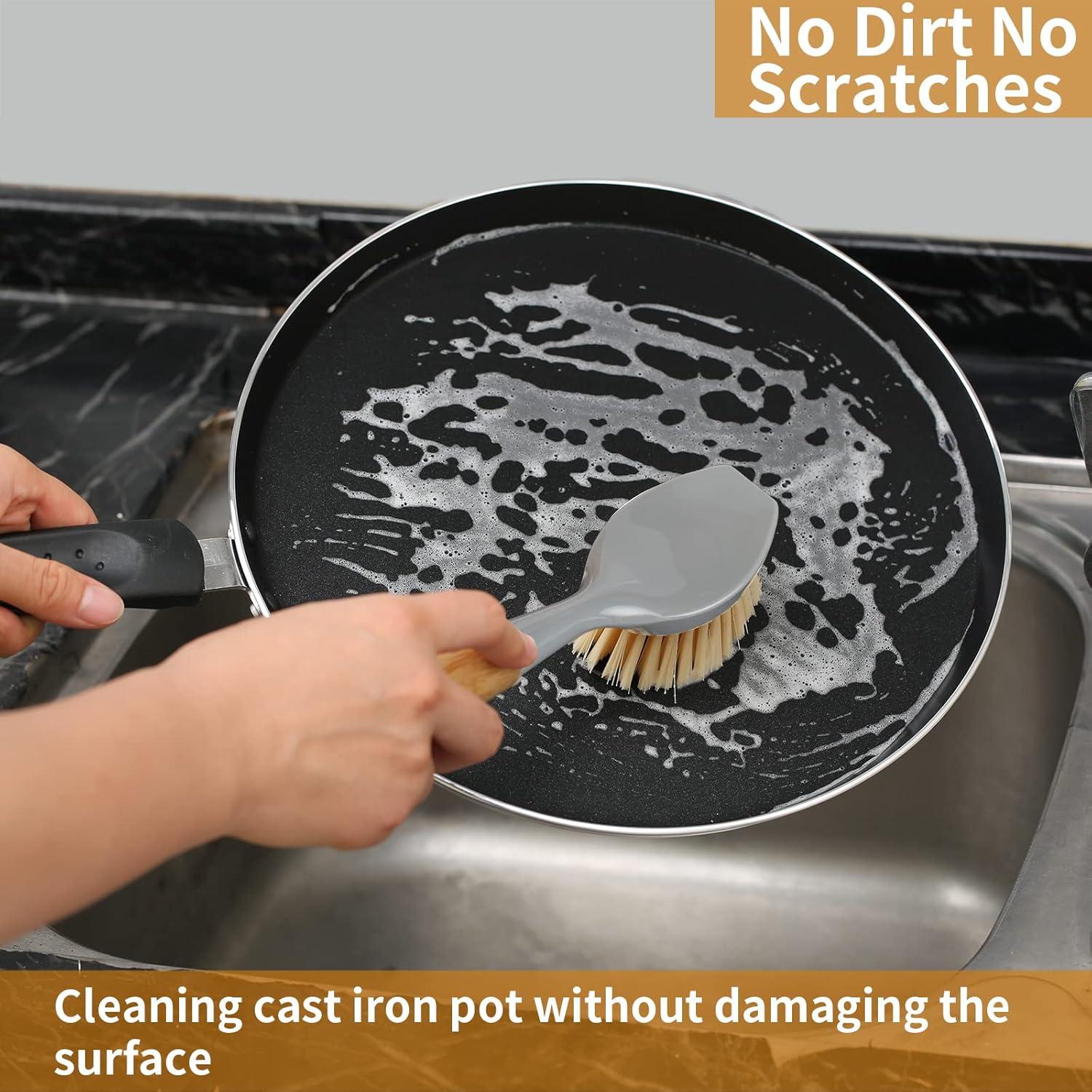 Juego de 2 Cepillos de Cocina Songtaste con Mango de Bambú