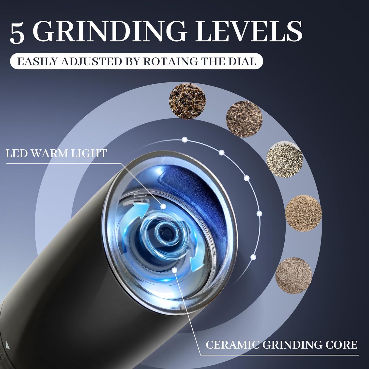 Juego de Molinillos Eléctricos de Sal y Pimienta Jeadiuwe