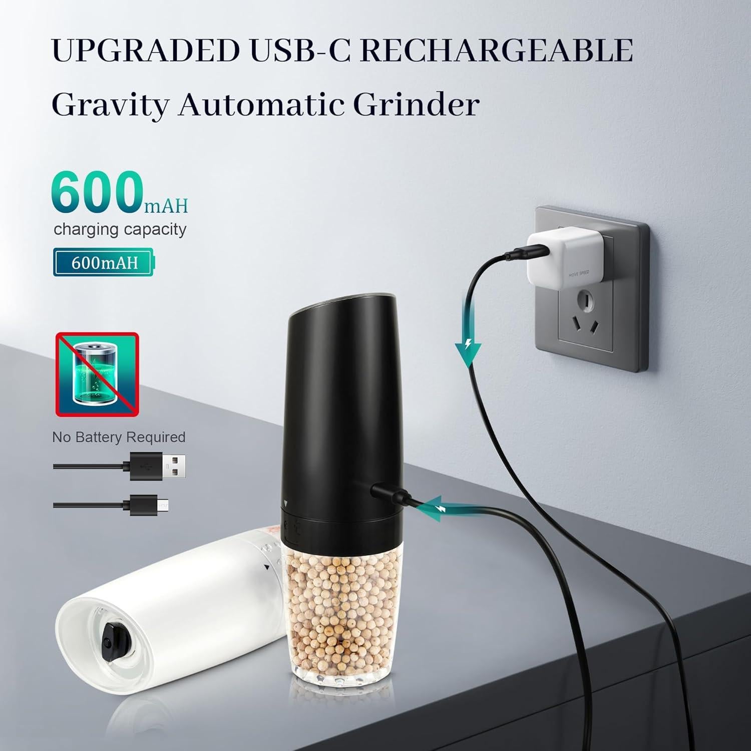 Juego de Molinillos Eléctricos de Sal y Pimienta Jeadiuwe