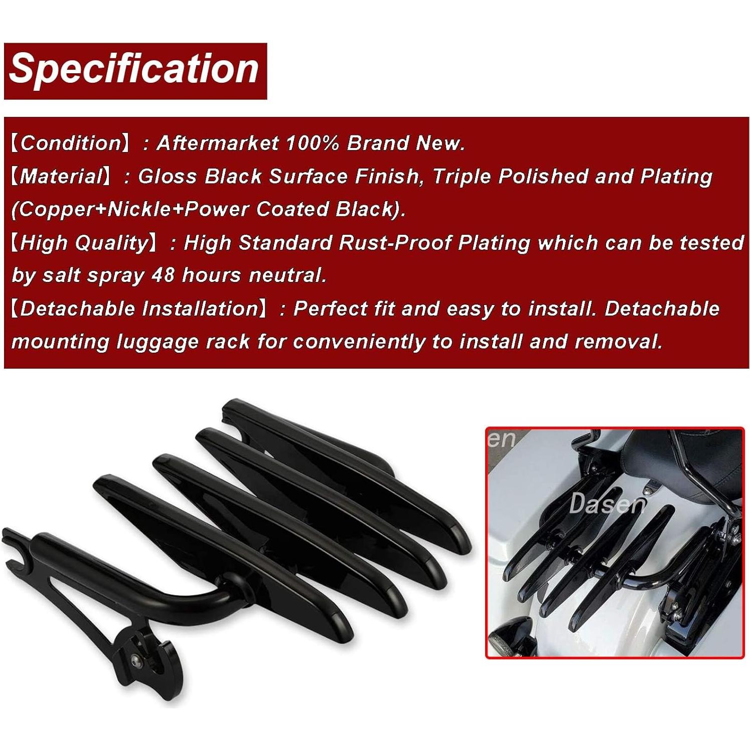 Soporte de Equipaje Desmontable DaSen para Harley 2009-2024