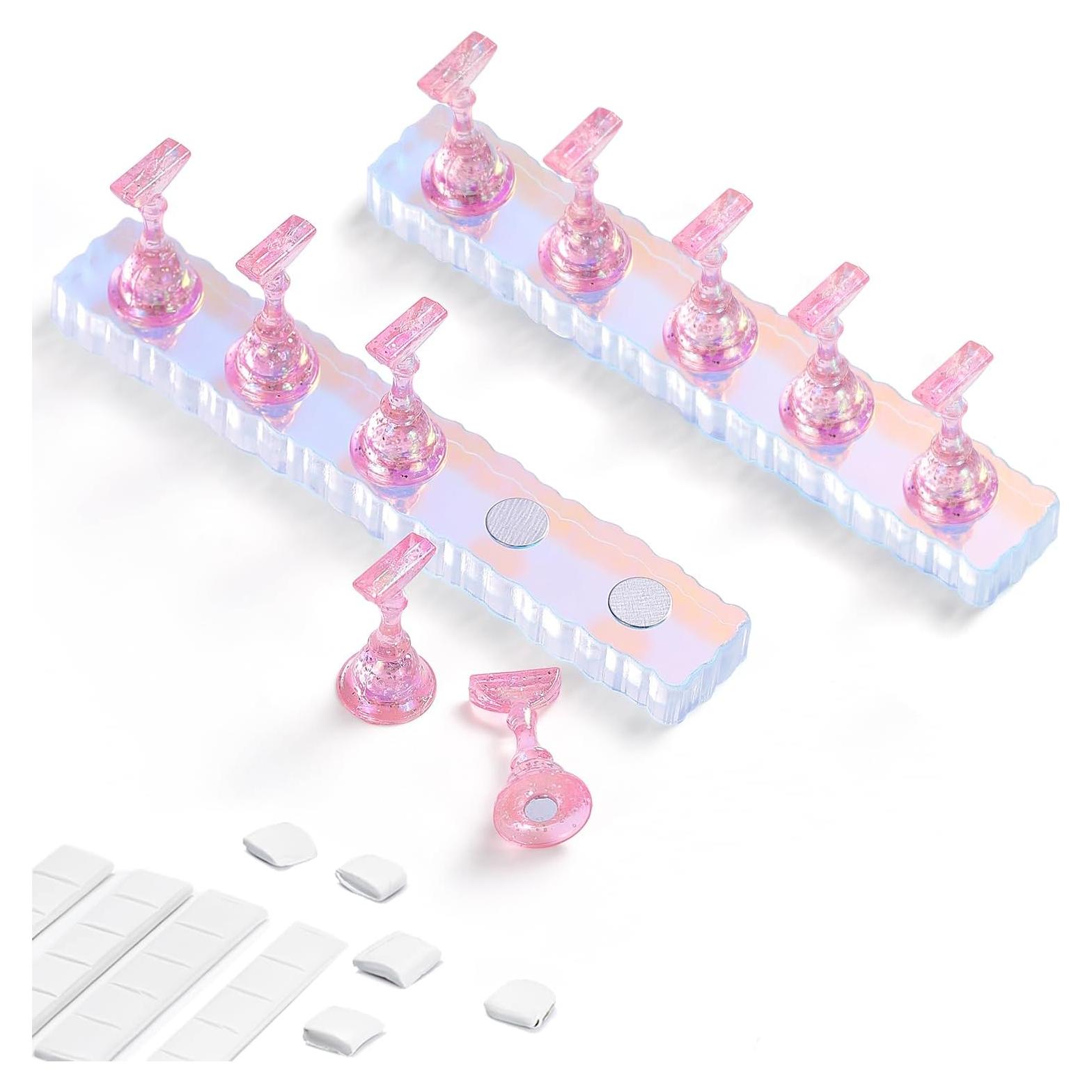 Set de Soporte de Uñas ETERCYCLE Rosa - 2 Piezas con Masilla