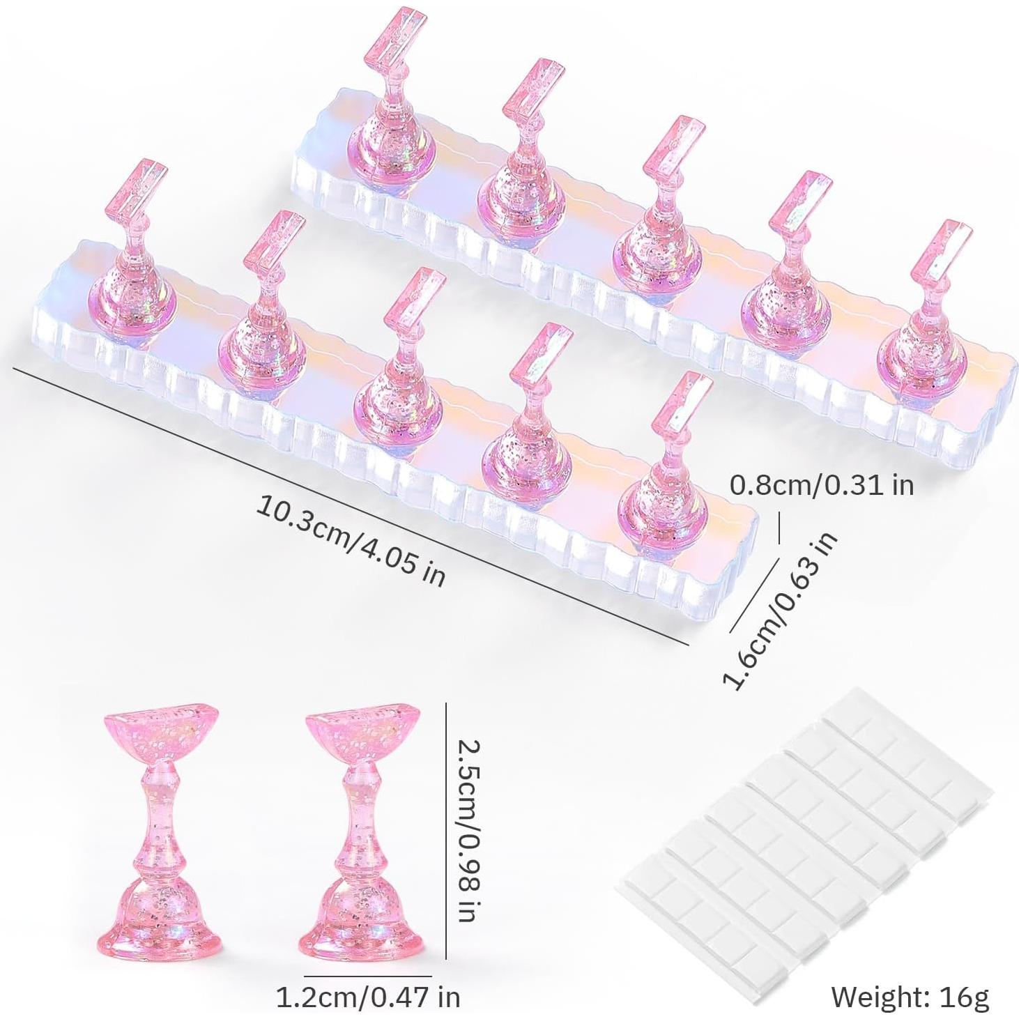 Set de Soporte de Uñas ETERCYCLE Rosa - 2 Piezas con Masilla