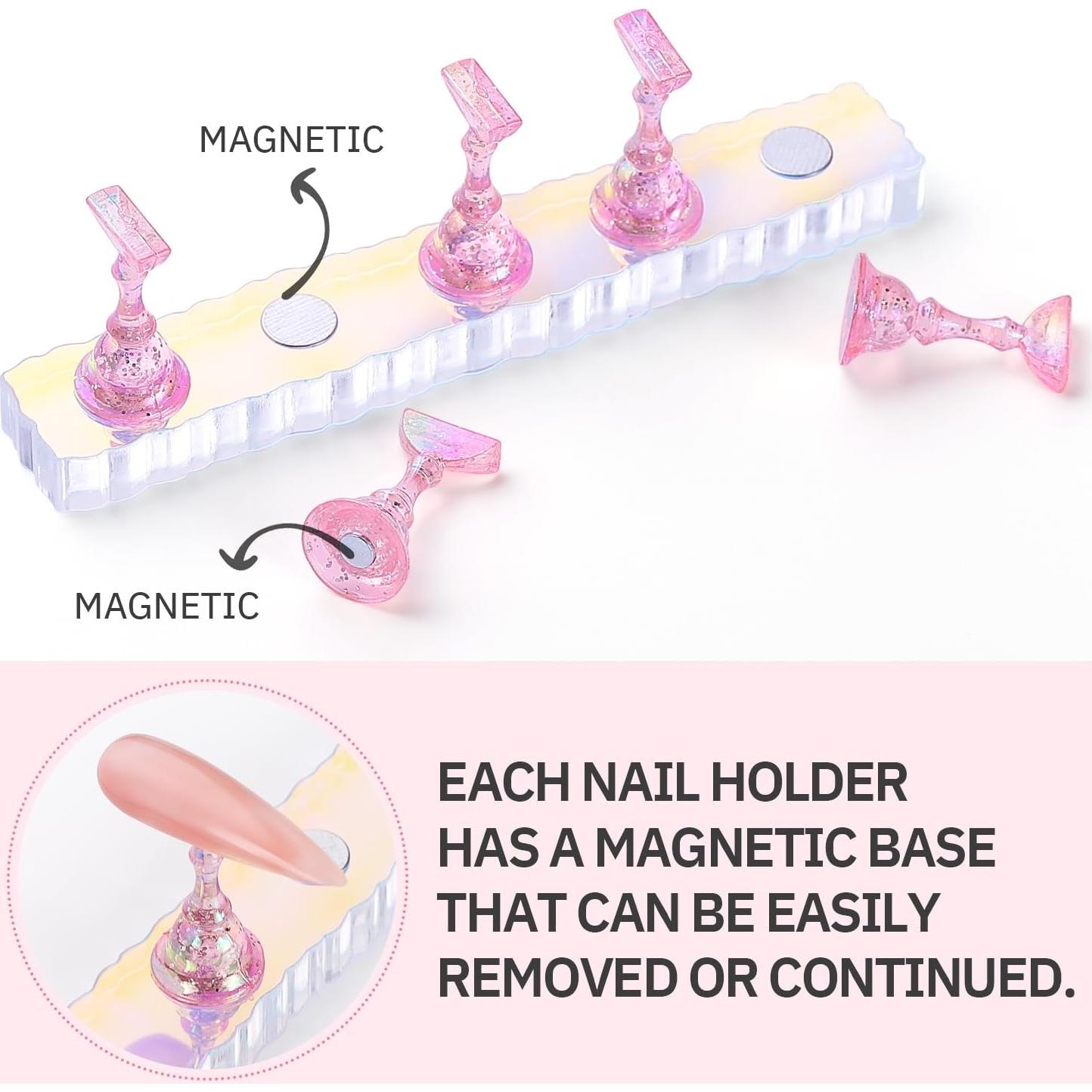 Set de Soporte de Uñas ETERCYCLE Rosa - 2 Piezas con Masilla