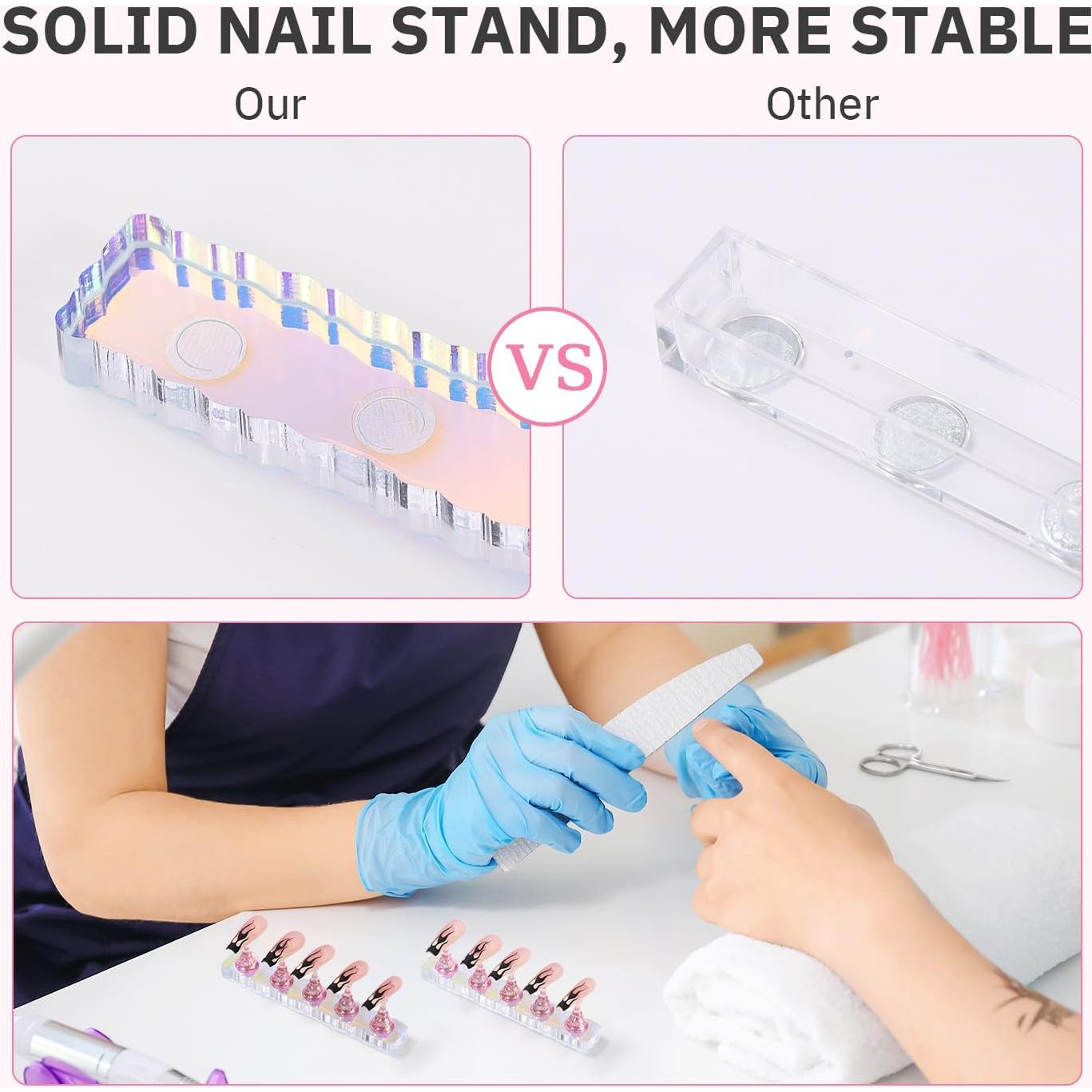 Set de Soporte de Uñas ETERCYCLE Rosa - 2 Piezas con Masilla