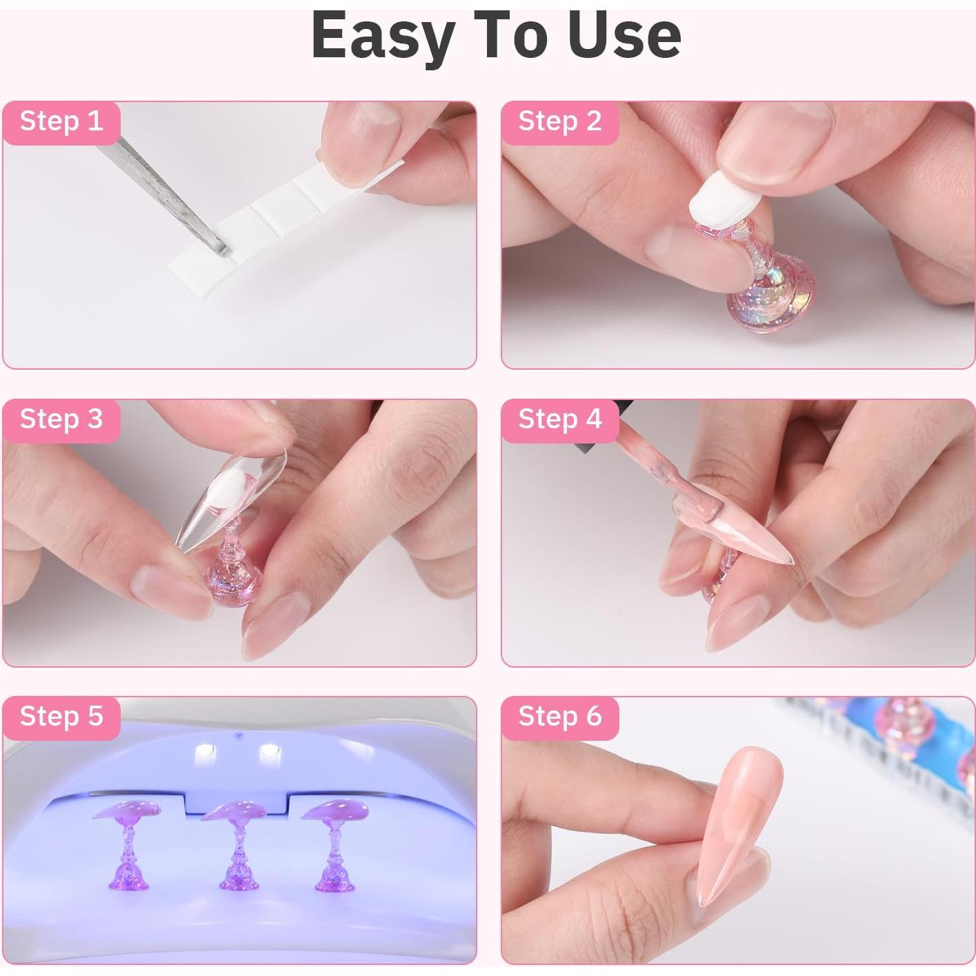 Set de Soporte de Uñas ETERCYCLE Rosa - 2 Piezas con Masilla