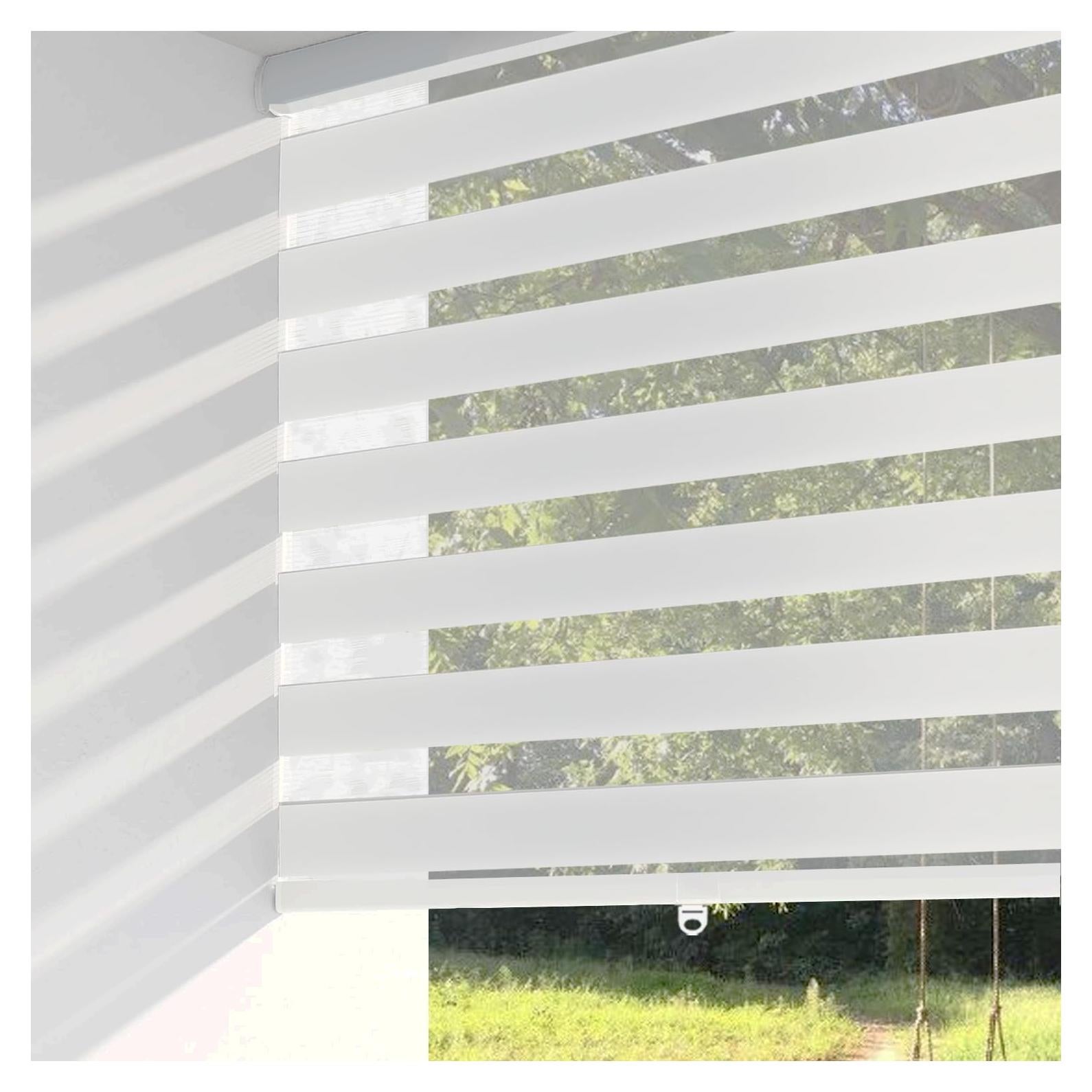 SHADESU Zebra Blinds for Windows Cordless Indoor, Light Filtering Shades, Sliding Door Use, Persianas Modernas, Easy Install (White Color) (Height from 20 Inch to 72 Inch) (20 Inch Width)