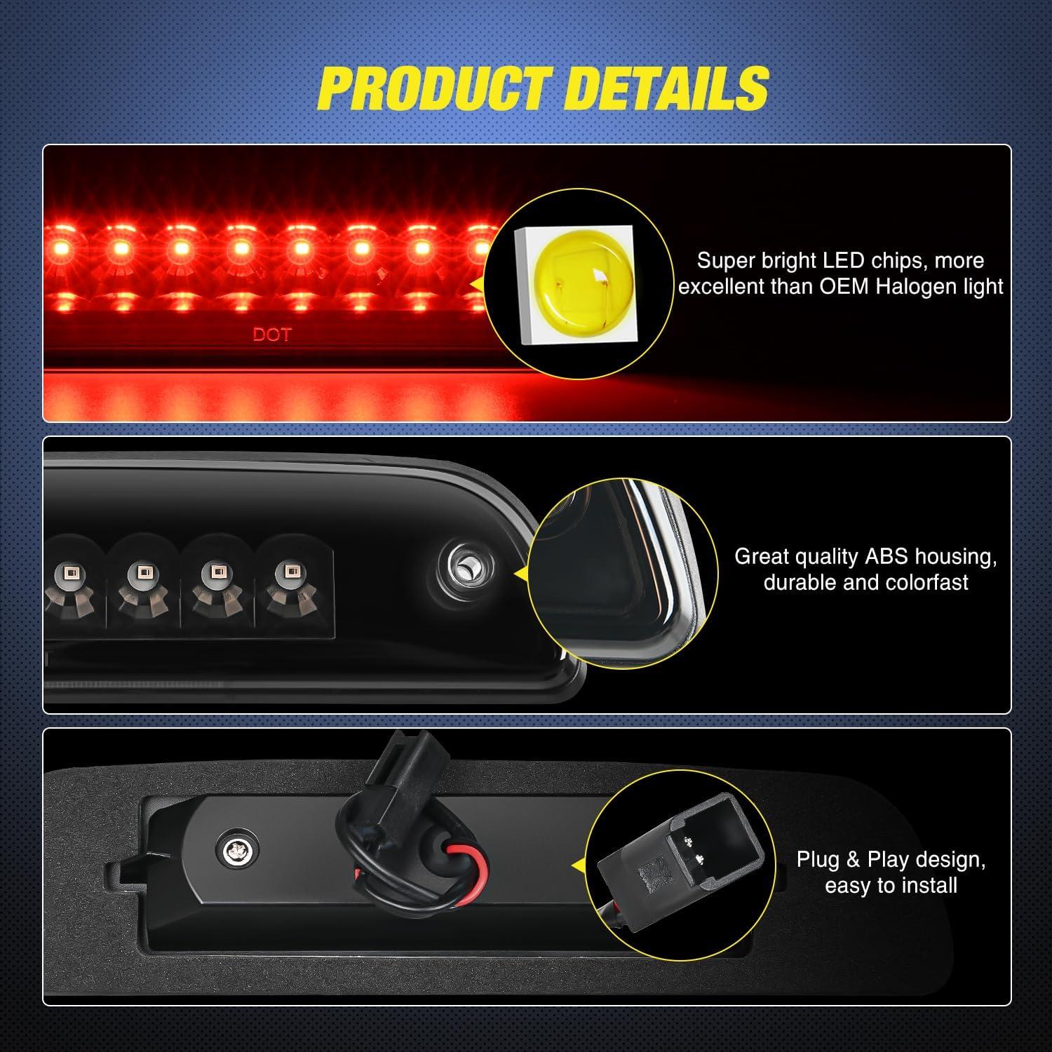 Luz de Tercera Luz de Freno LED Nilight Toyota Tacoma 1995-2016