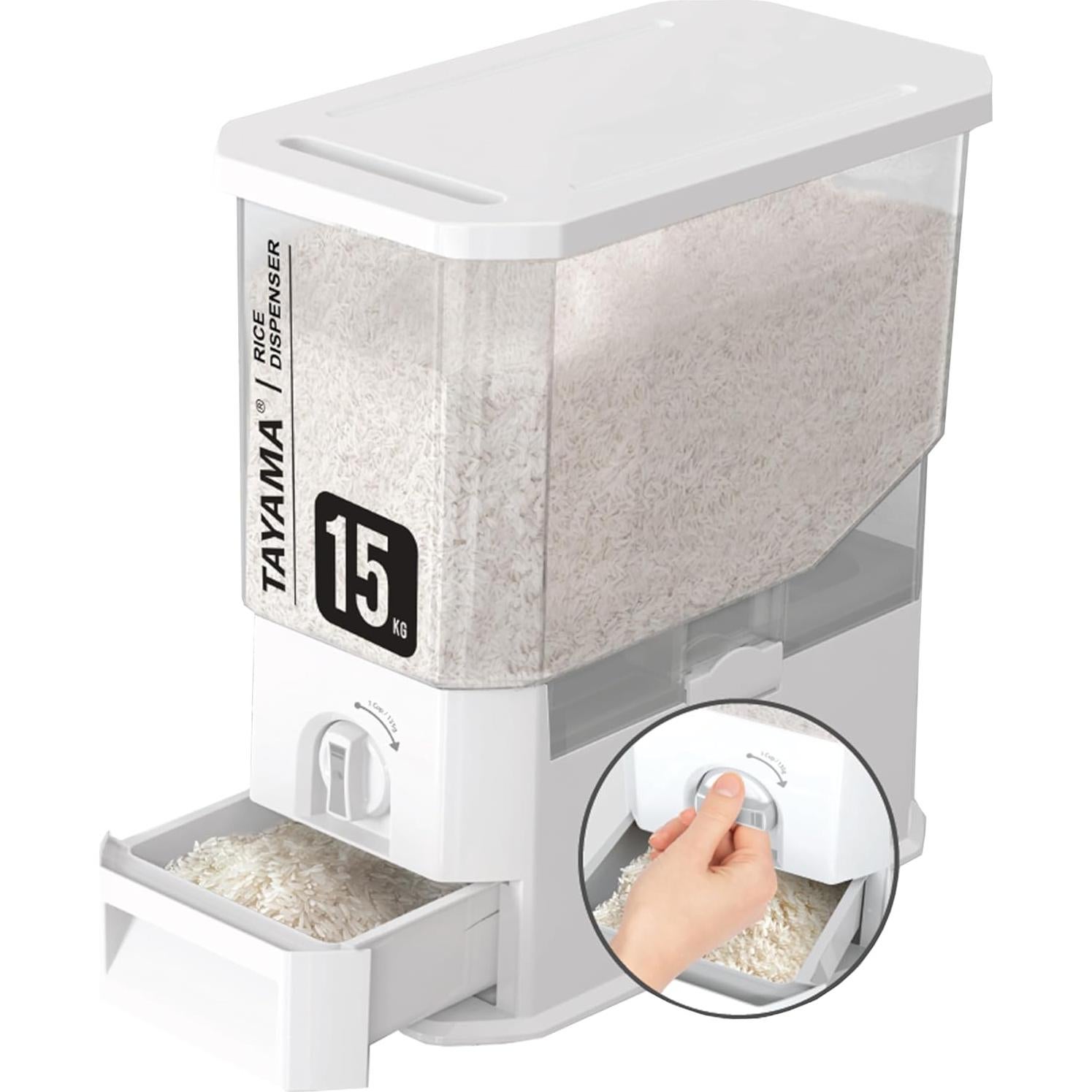 Dispensador de Arroz Tayama 15 kg Blanco - Contenedor Moderno