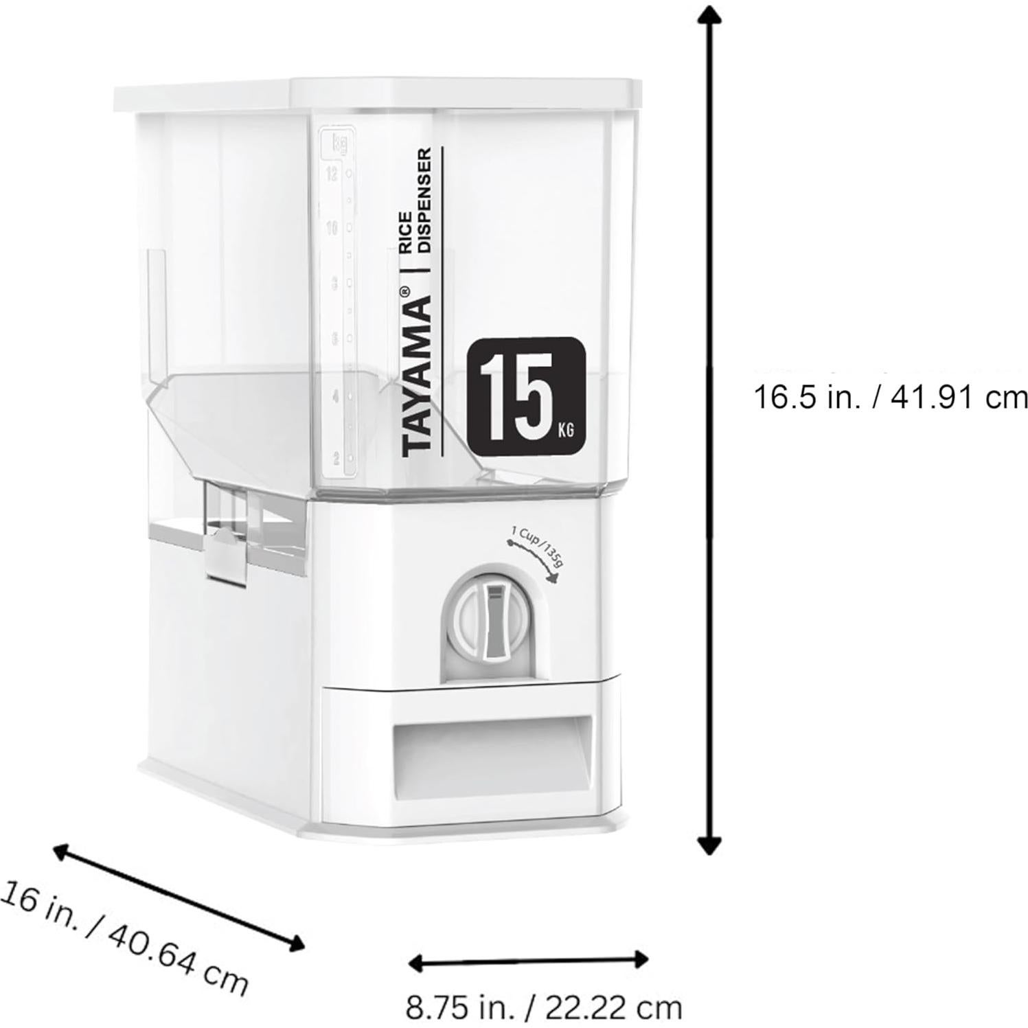 Dispensador de Arroz Tayama 15 kg Blanco - Contenedor Moderno