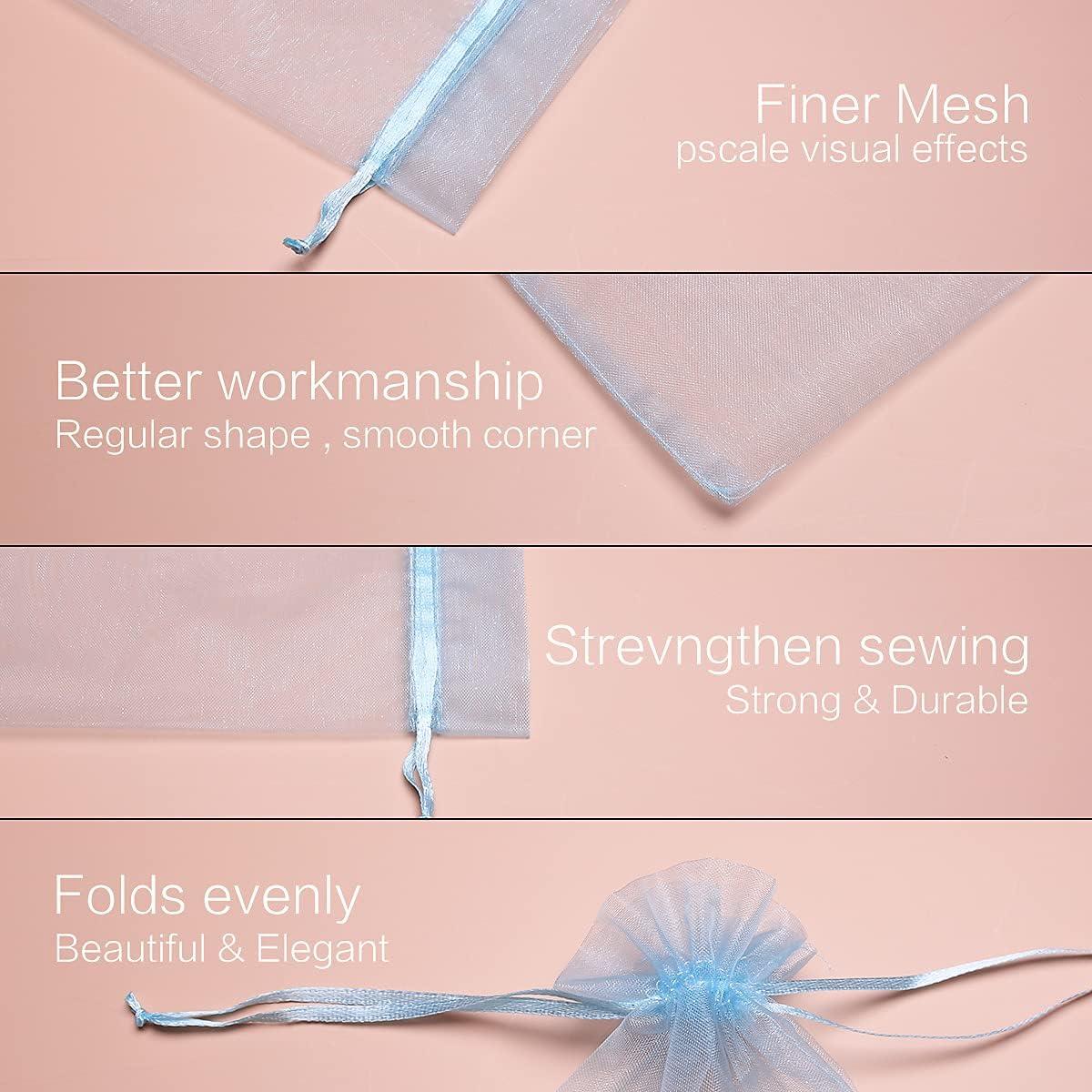 50 Bolsas de Organza Transparente AKStore 8x10cm Azul Claro