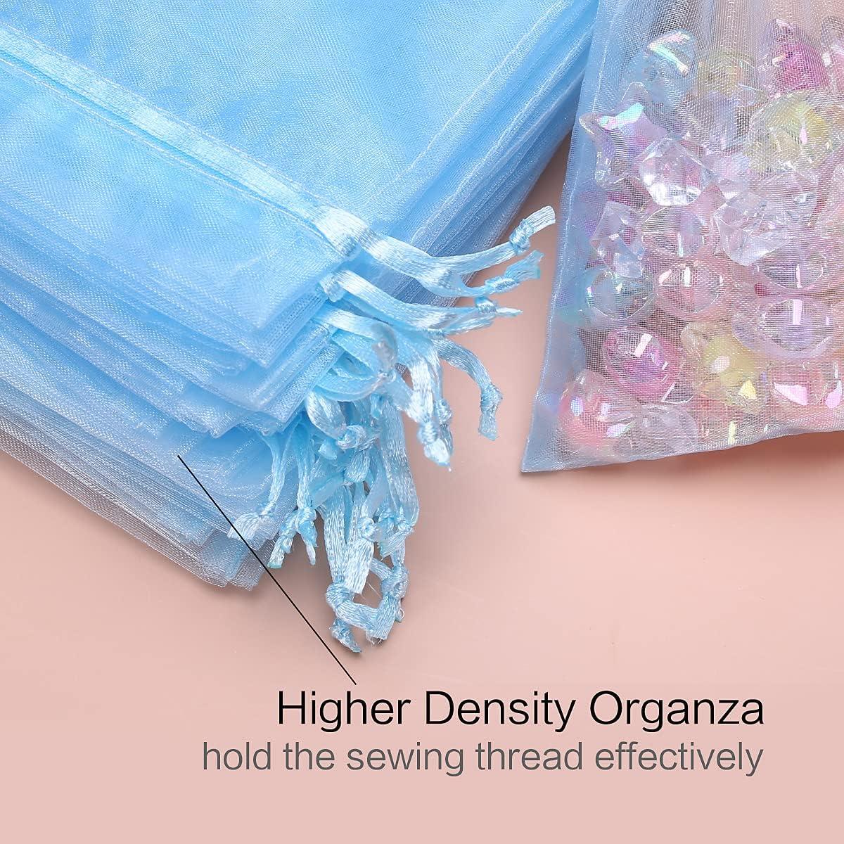 50 Bolsas de Organza Transparente AKStore 8x10cm Azul Claro