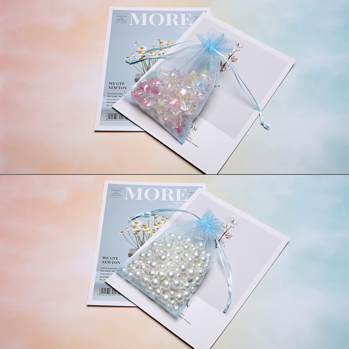 50 Bolsas de Organza Transparente AKStore 8x10cm Azul Claro