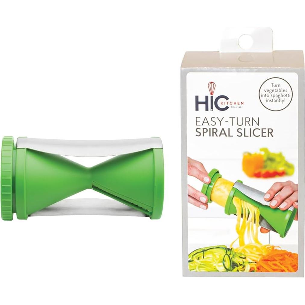 HIC Kitchen Spiral Vegetable Slicer, 18/8 Stainless Steel Blades, Set of 2