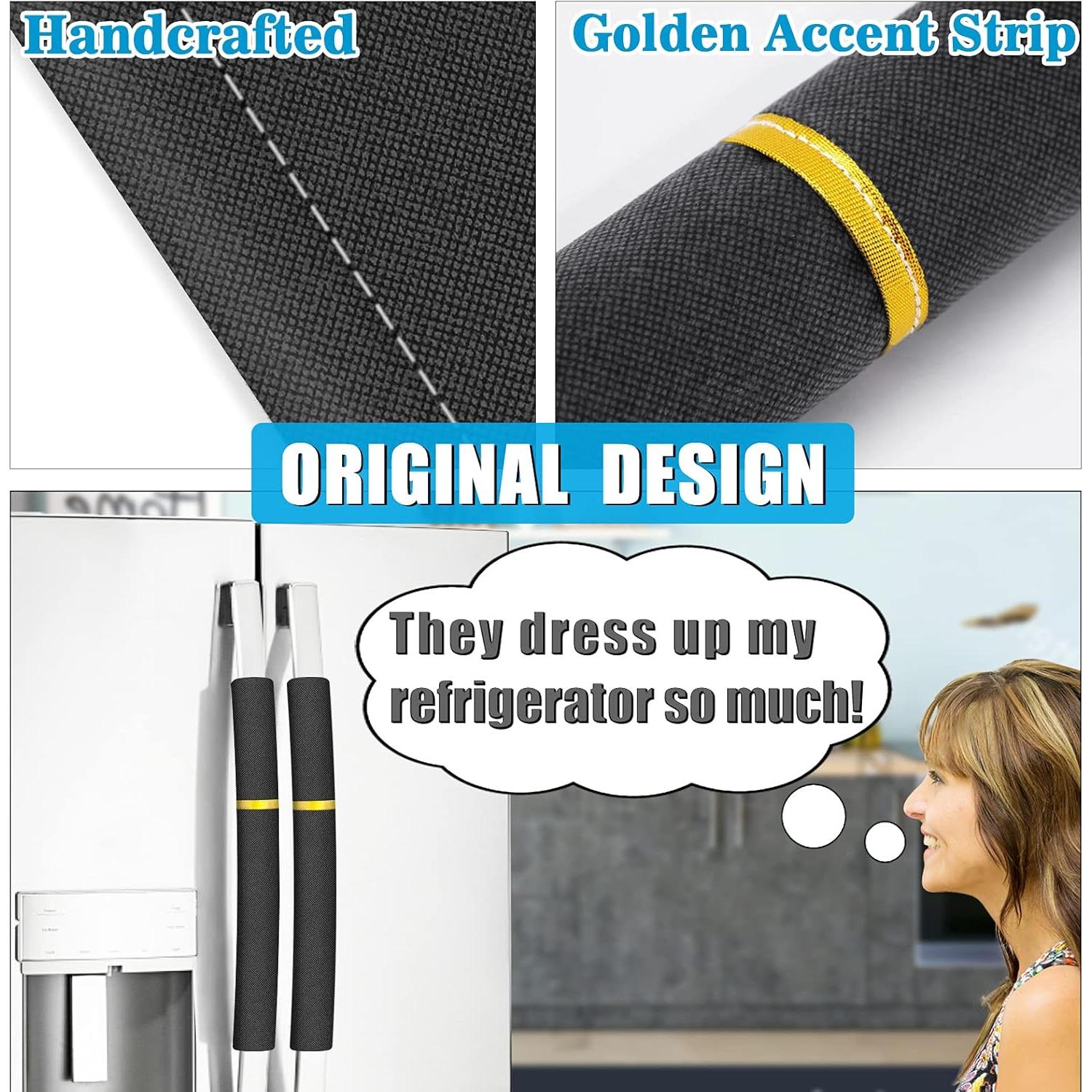 Cubiertas para Manijas de Refrigerador ELCOOR 5PCS Negro/Dorado
